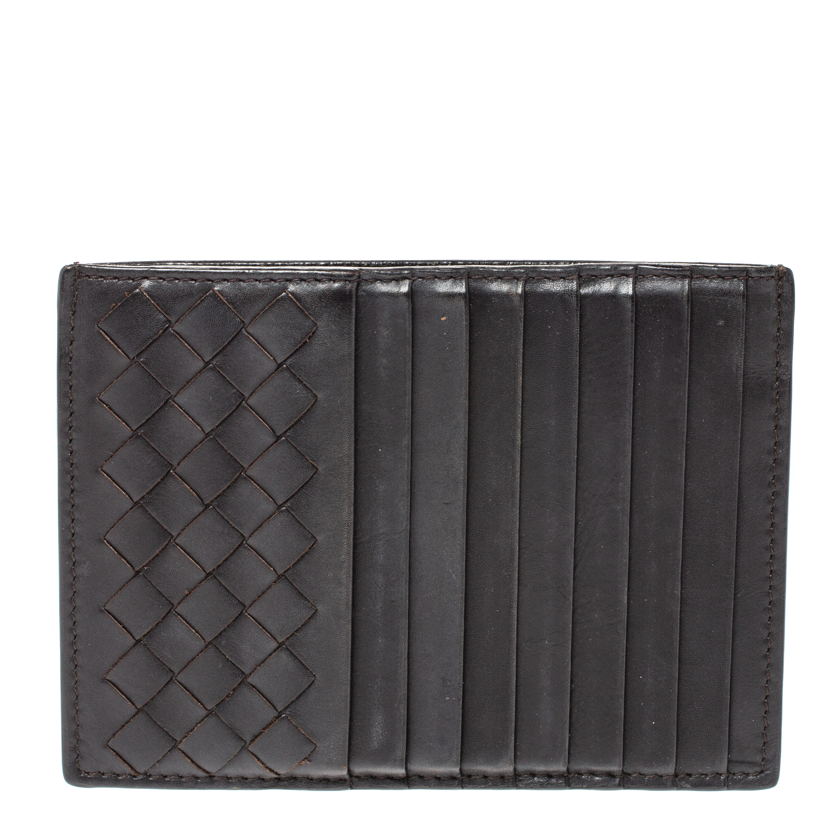 Bottega Veneta Dark Brown Leather Zip Card Holder