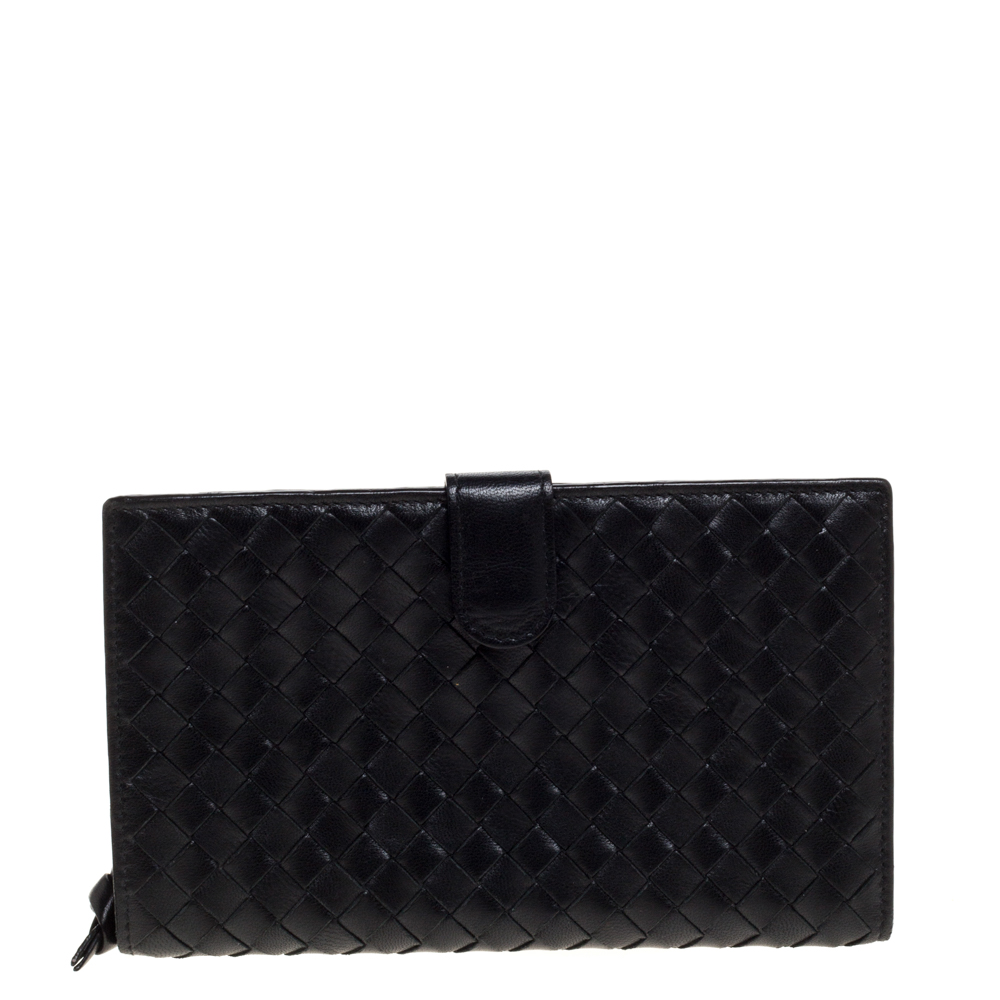 Image of Bottega Veneta Black Intrecciato Nappa Leather Tourmaline Wallet