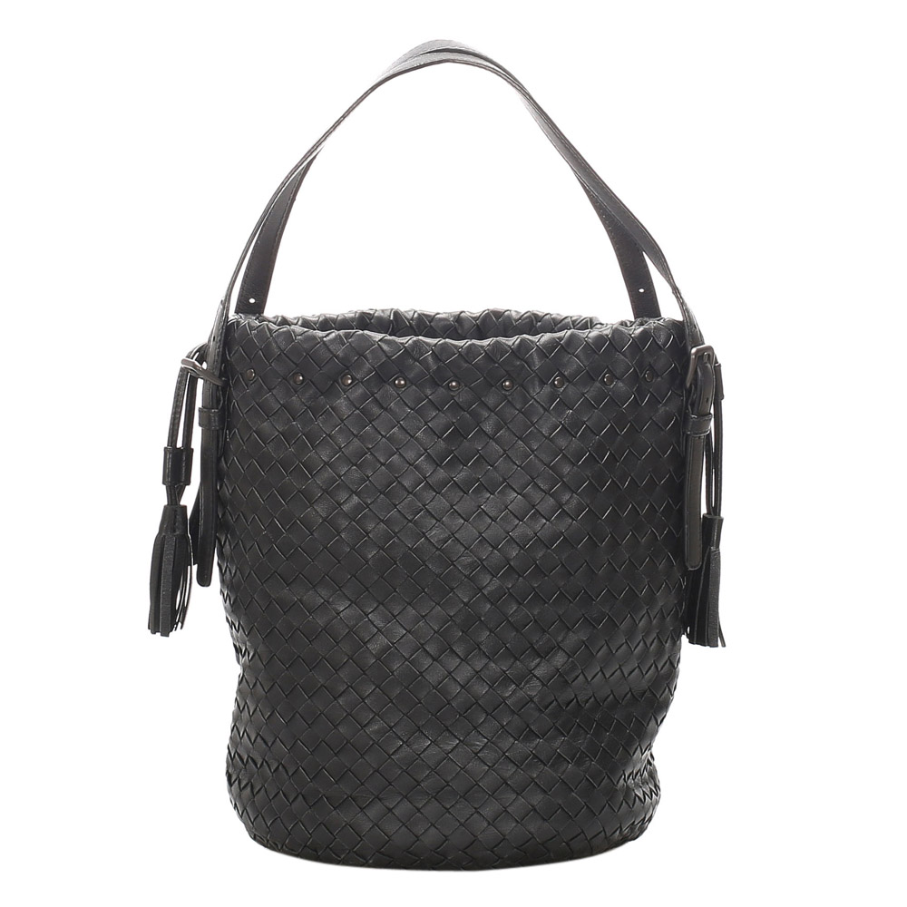 Image of Bottega Veneta Black Intrecciato Leather Shoulder Bag
