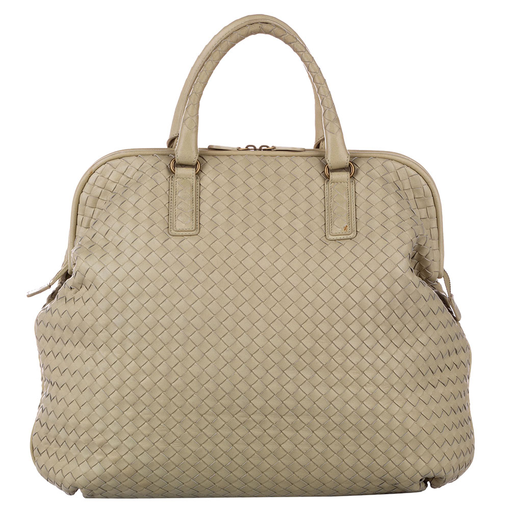 Image of Bottega Venata Brown Intrecciato Leather Satchel