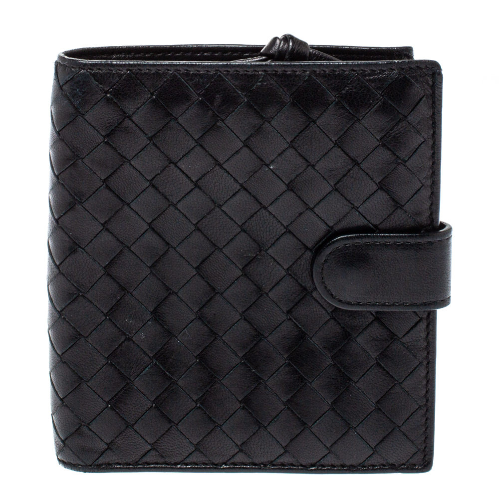 Image of Bottega Veneta Black Intrecciato Leather French Wallet