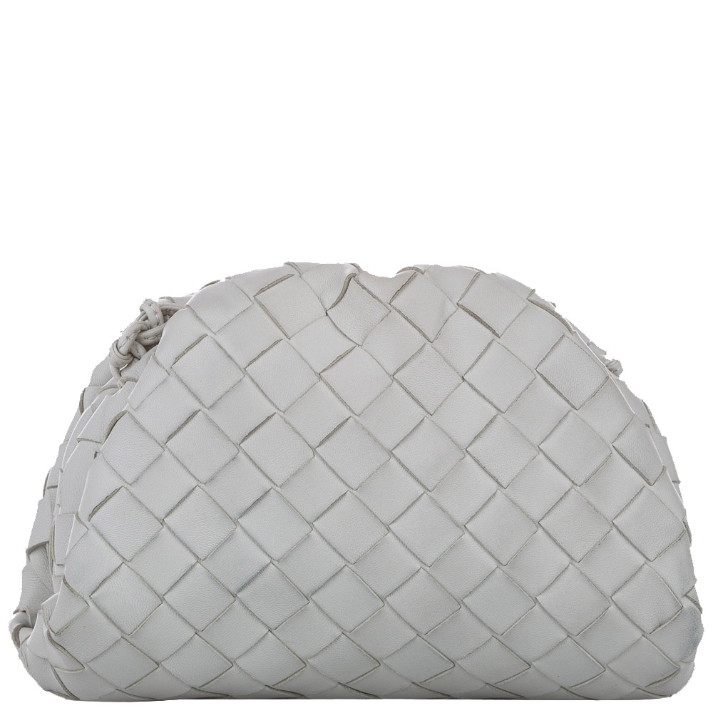 Bottega Veneta White Intrecciato Leather The Mini Pouch Crossbody Bag