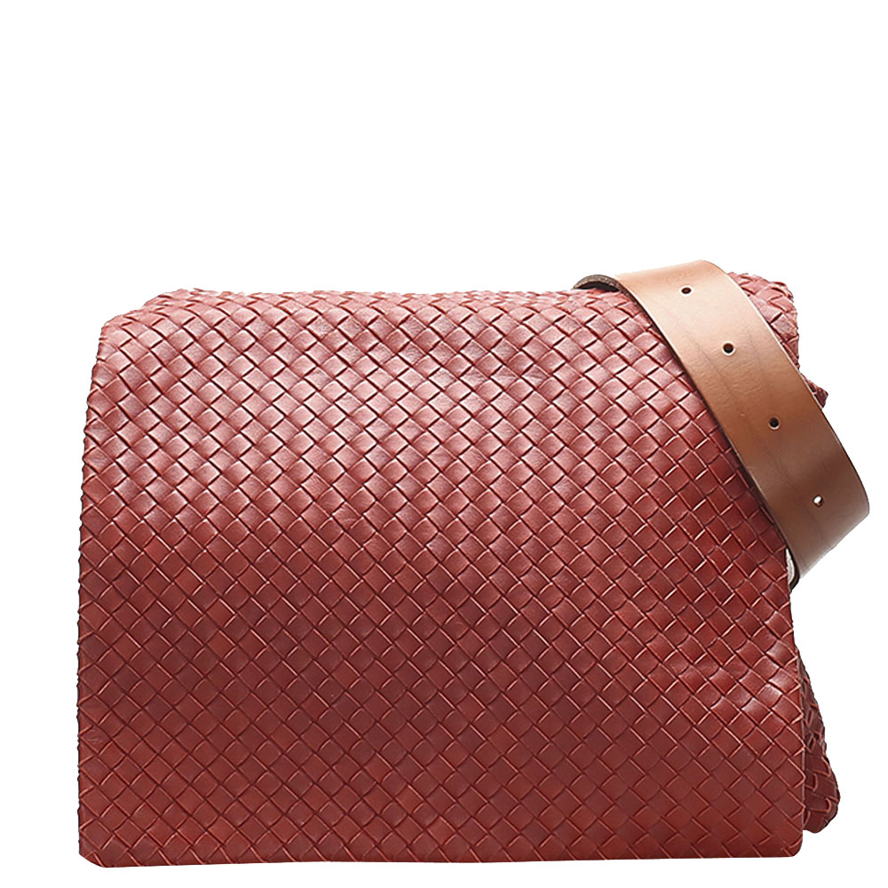 Bottega Veneta Bordeaux Leather Intrecciato Shoulder Bag