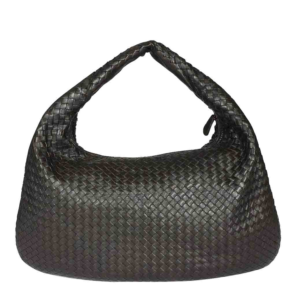 Bottega Veneta Black Intrecciato Leather Veneta Large Hobo Bag