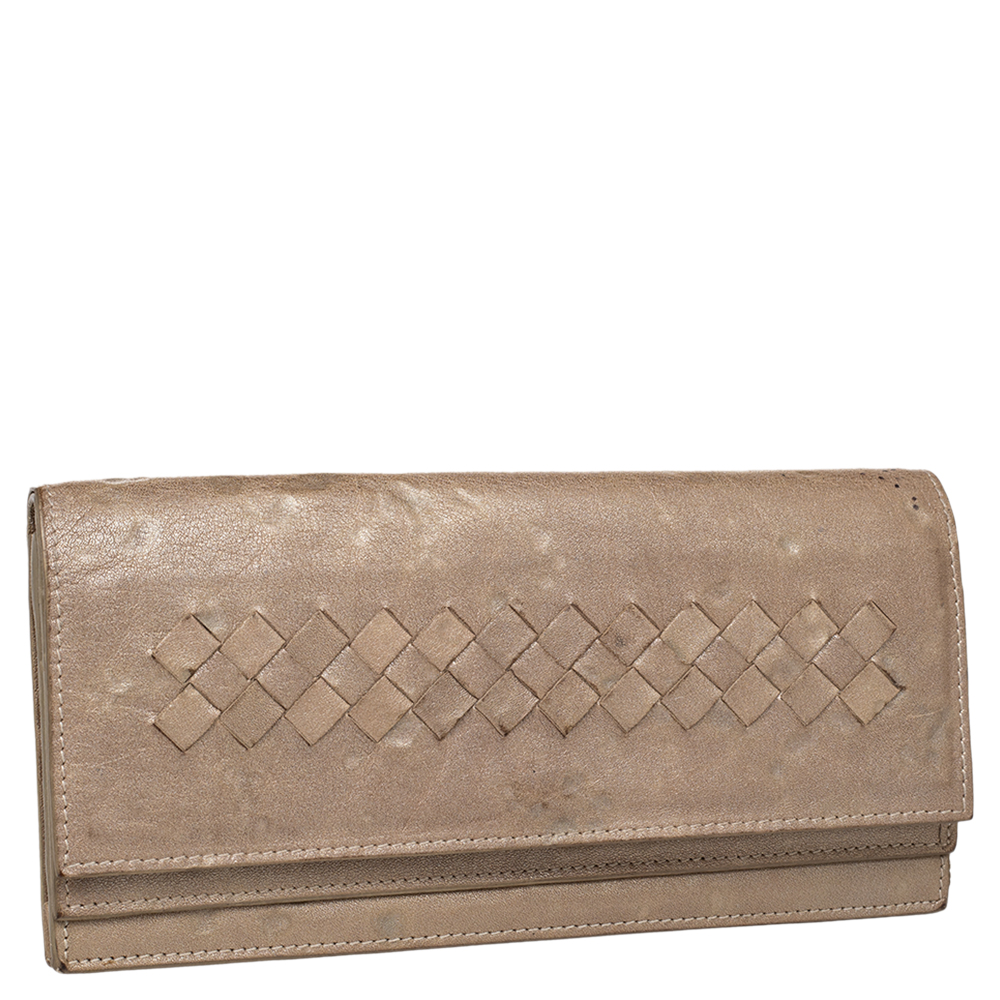 Bottega Veneta Beige Intrecciato Leather Bifold Wallet