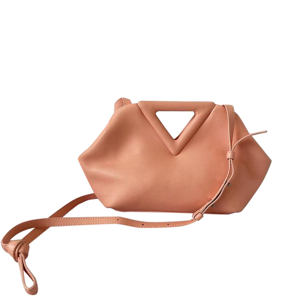 Bottega Veneta Pink Leather Small Point Top-Handle Clutch Bag