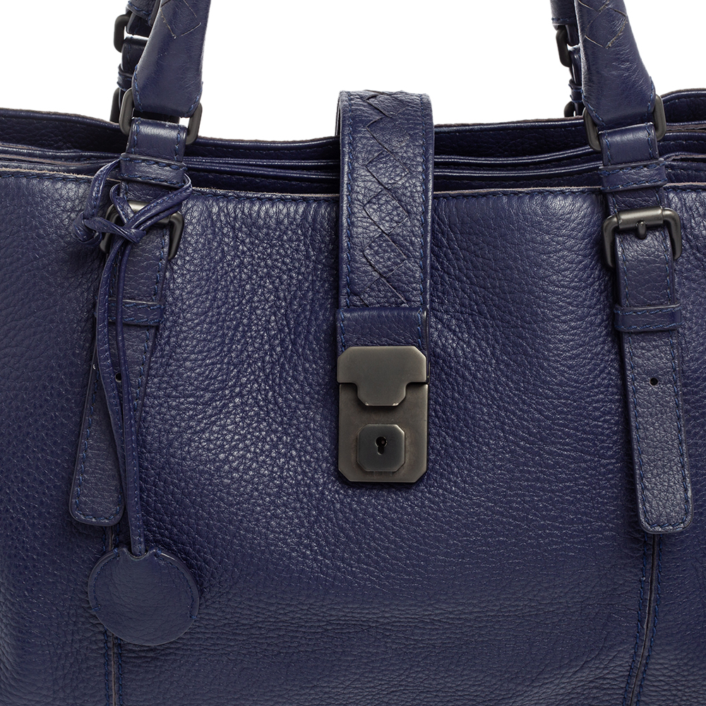 Bottega Veneta Blue Cervo Leather Medium Roma Tote