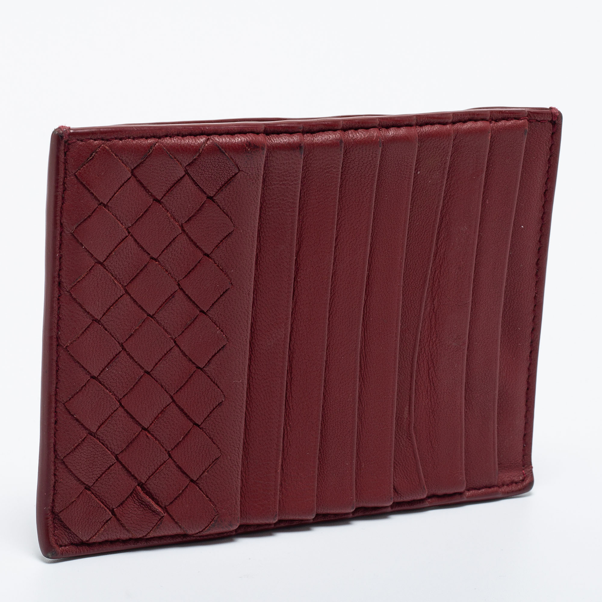 Bottega Veneta Red Leather Zip Card Holder