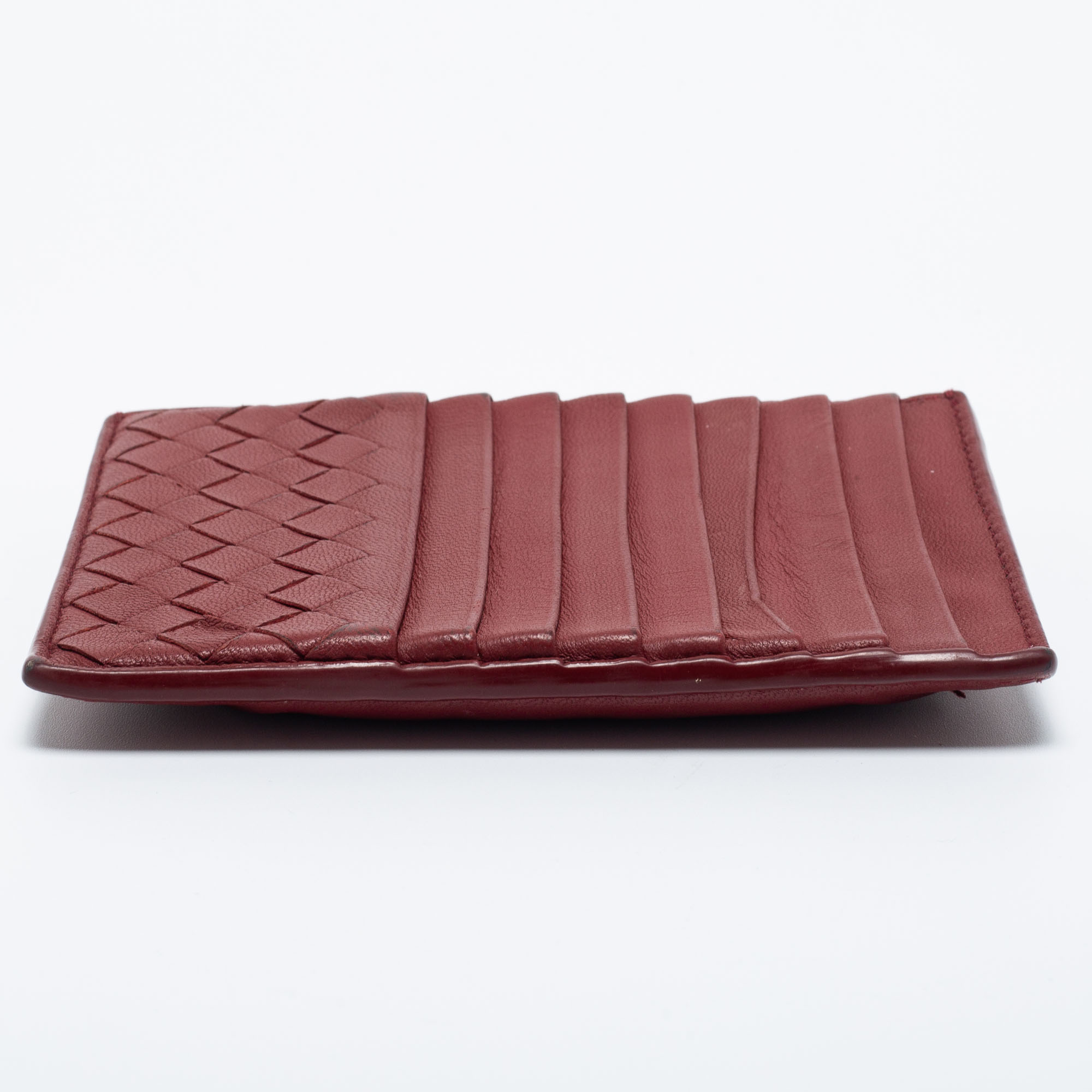 Bottega Veneta Red Leather Zip Card Holder