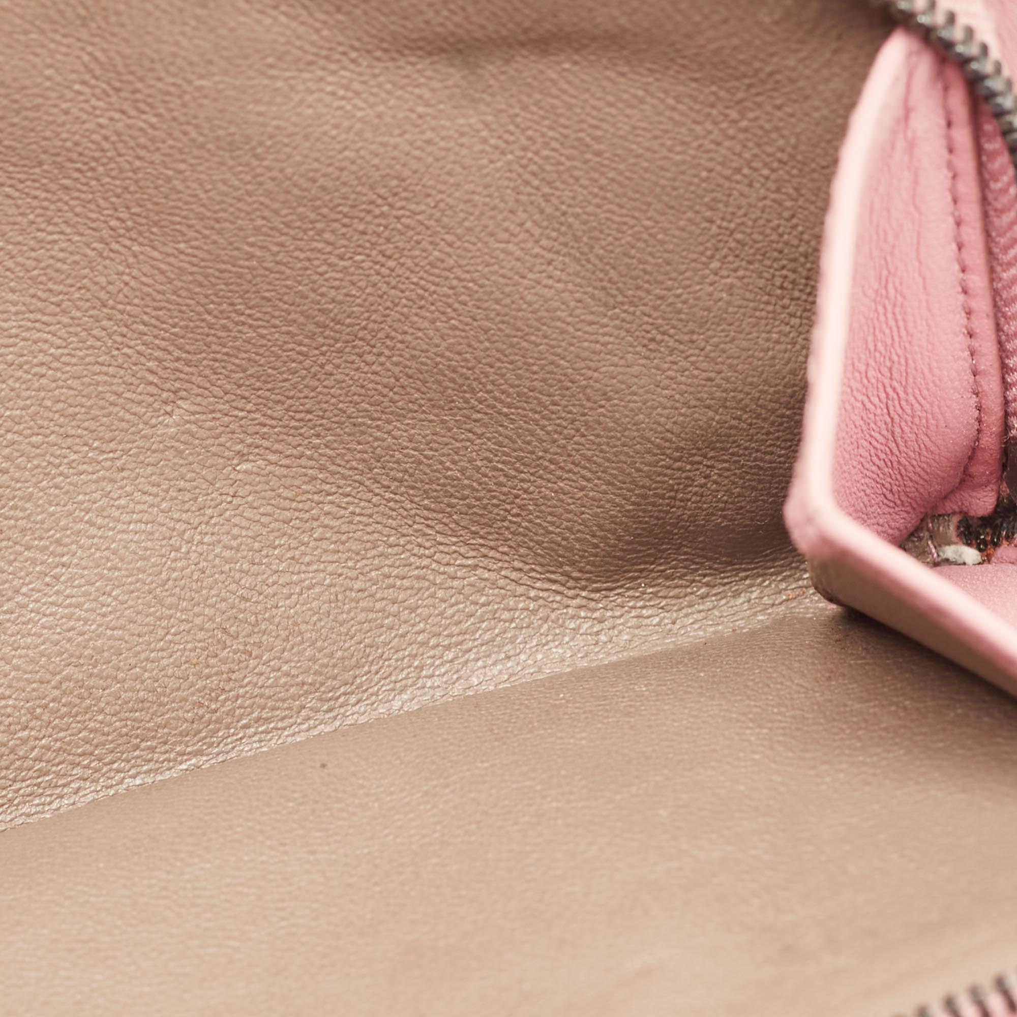 Bottega Veneta Pink Intrecciato Leather French Compact Wallet