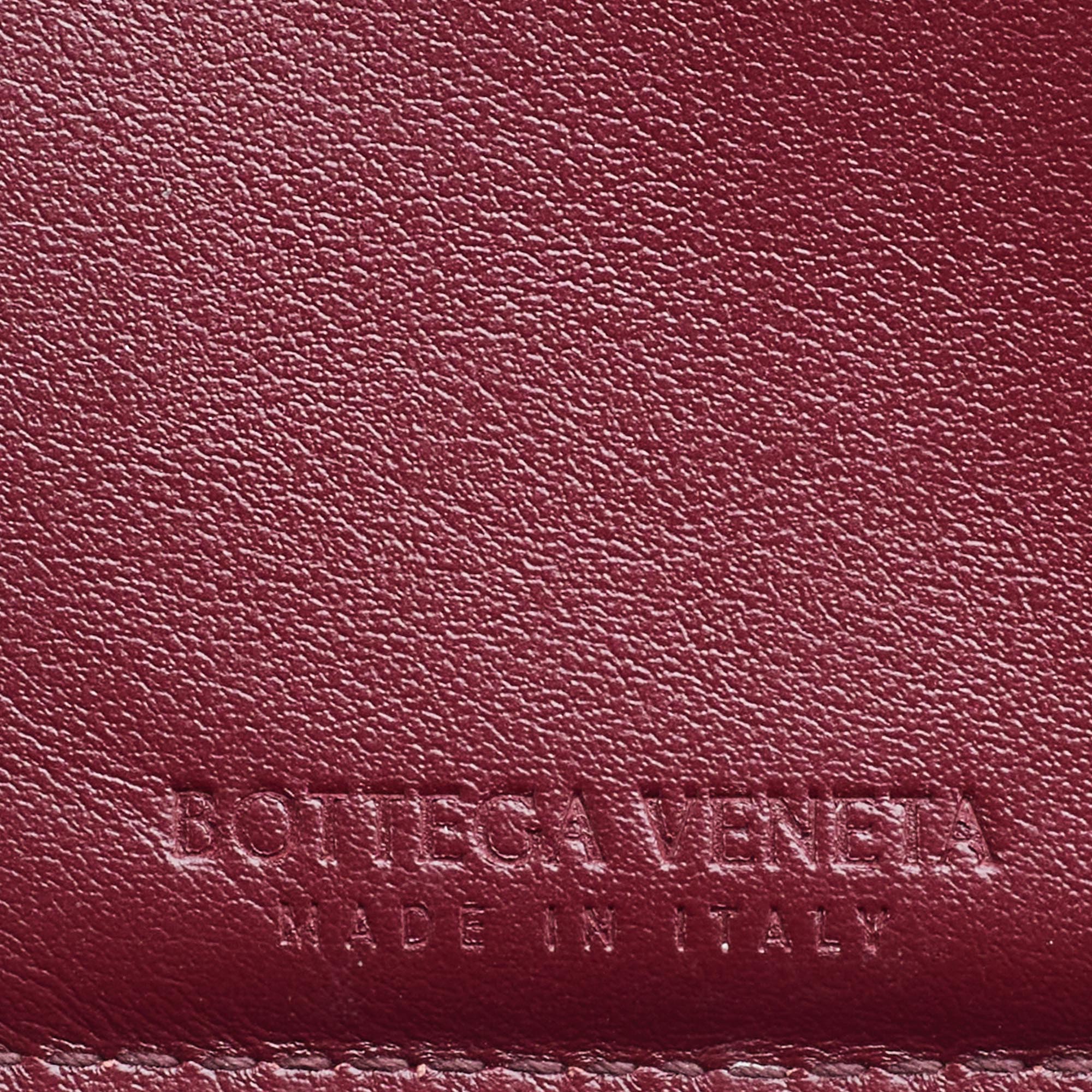 Bottega Veneta Red Intrecciato Leather French Compact Wallet