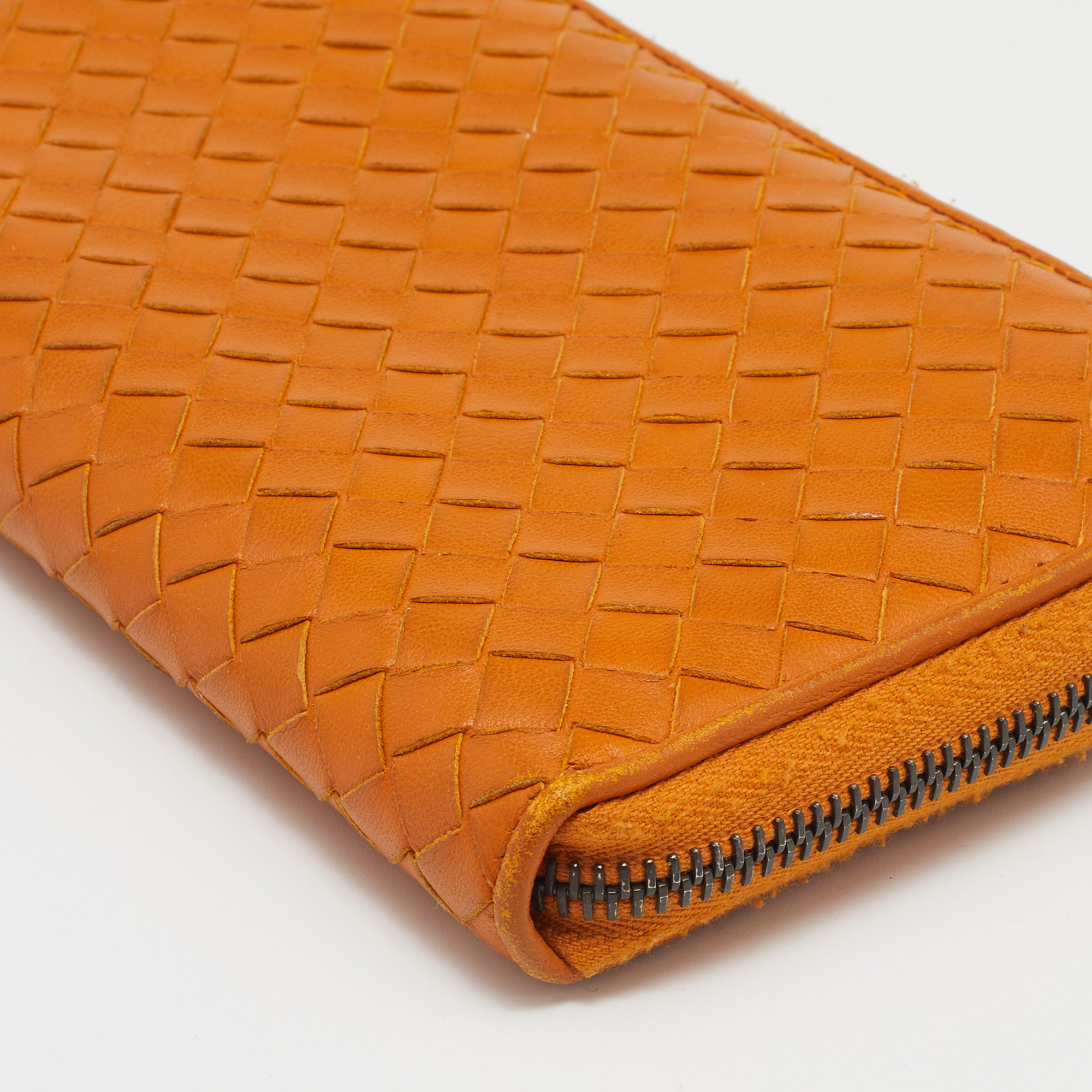 Bottega Veneta Tan Intrecciato Leather Zip Around Wallet