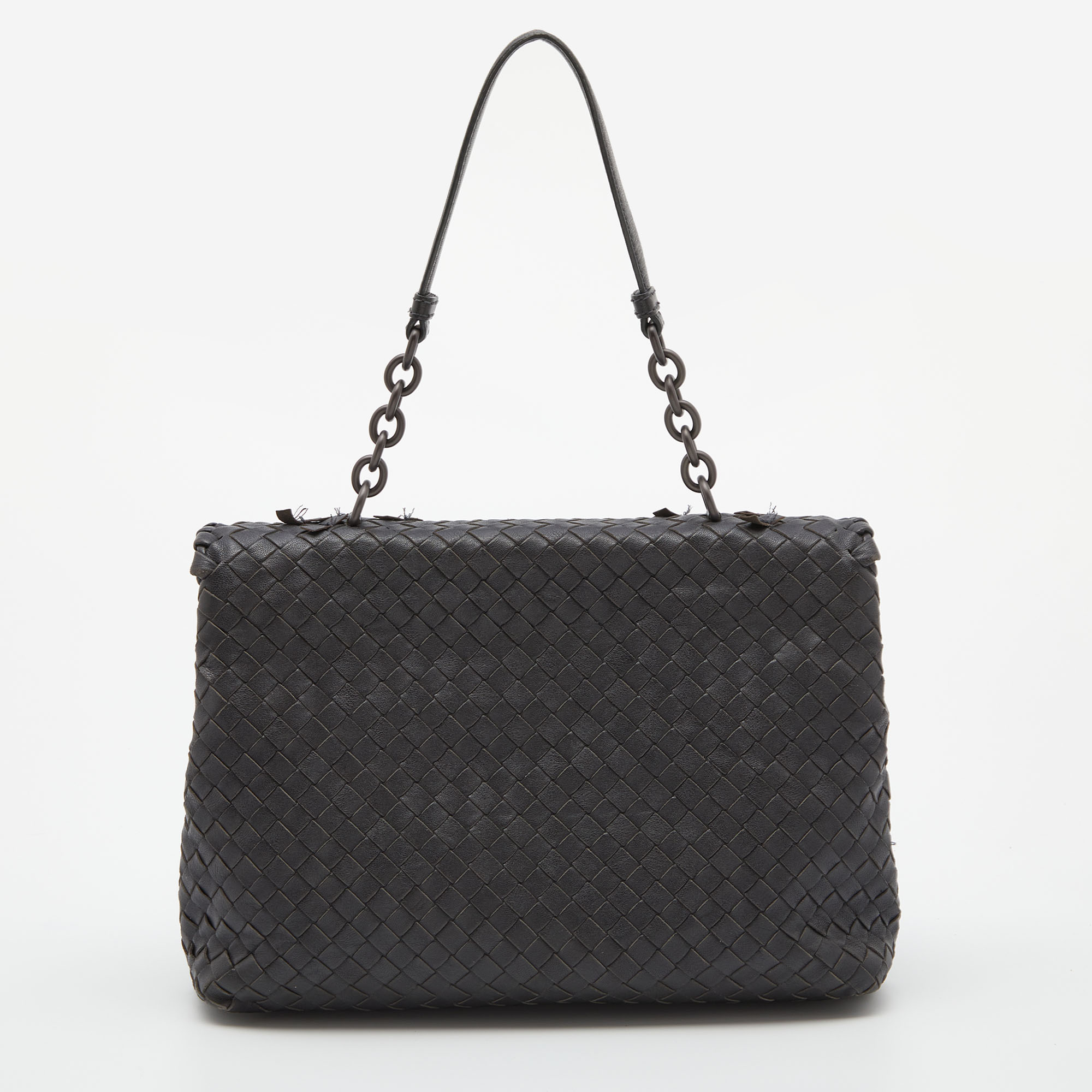 Bottega Veneta Black Intrecciato Leather Medium Olimpia Shoulder Bag