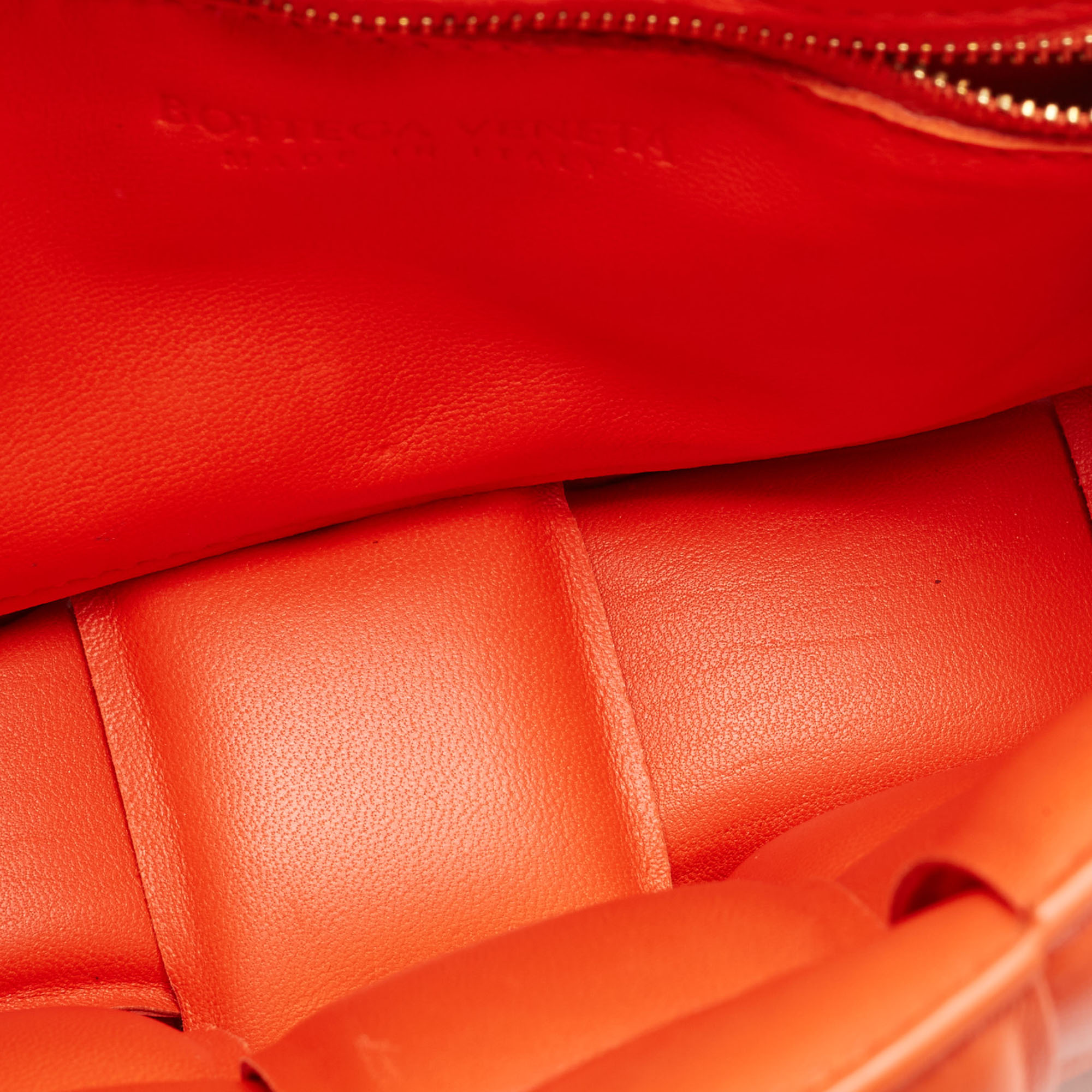 Bottega Veneta Orange Leather Padded Cassette Flap Shoulder Bag