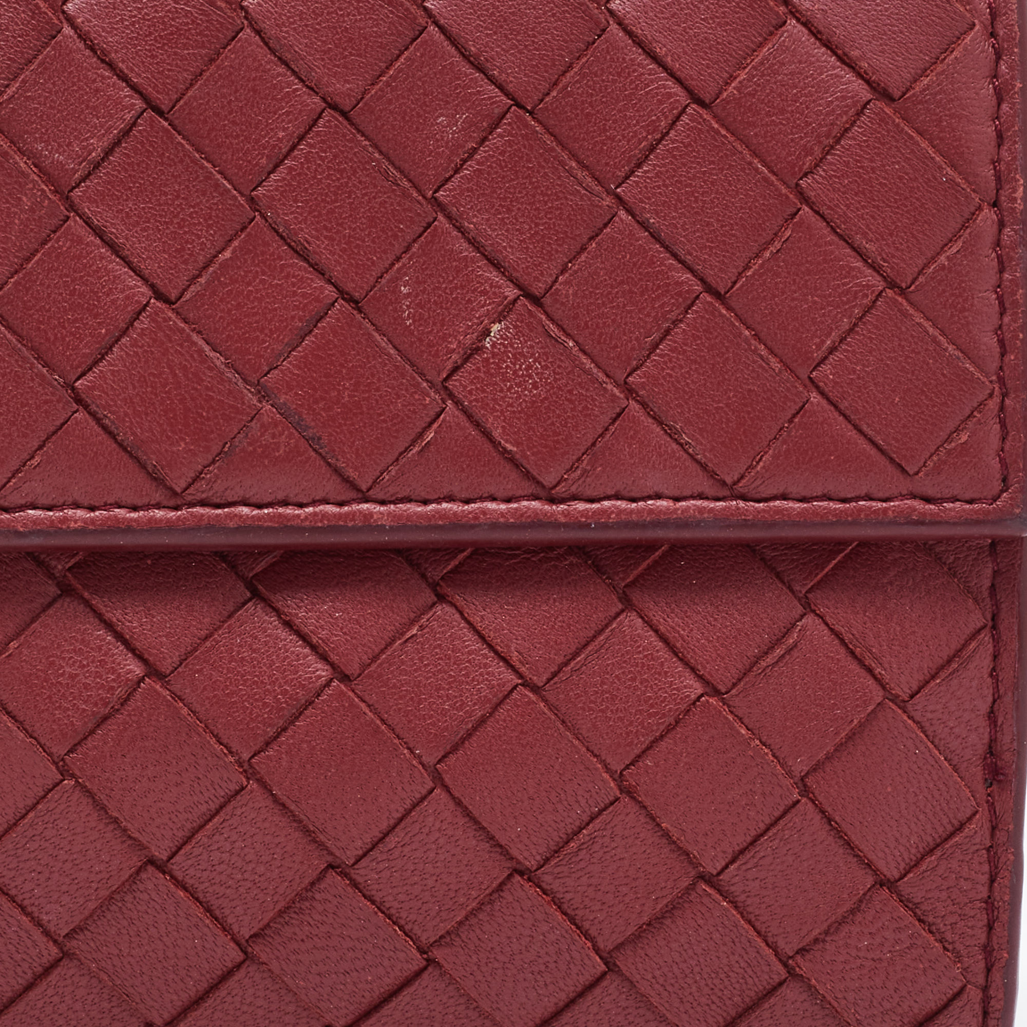 Bottega Veneta Reddish Brown Intrecciato Leather French Compact Wallet