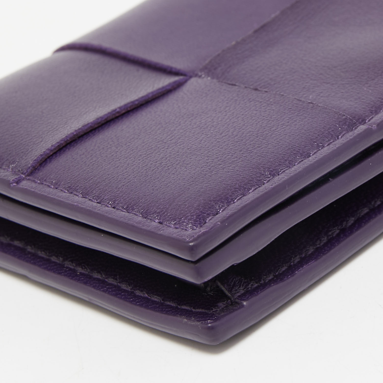 Bottega Veneta Purple Intrecciato Leather Cassette Flap Card Case
