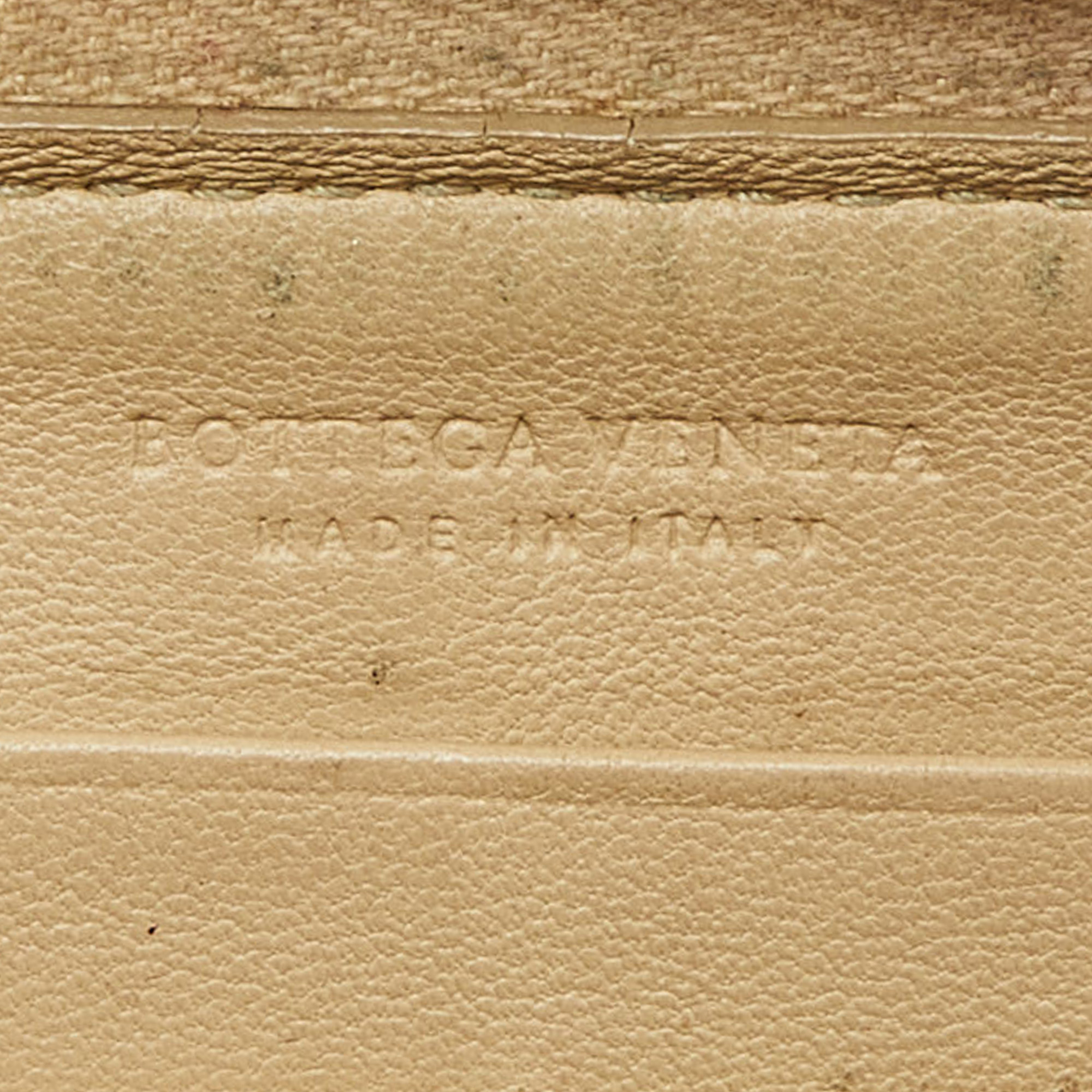 Bottega Veneta Cream Intrecciato Leather Zip Around Wallet