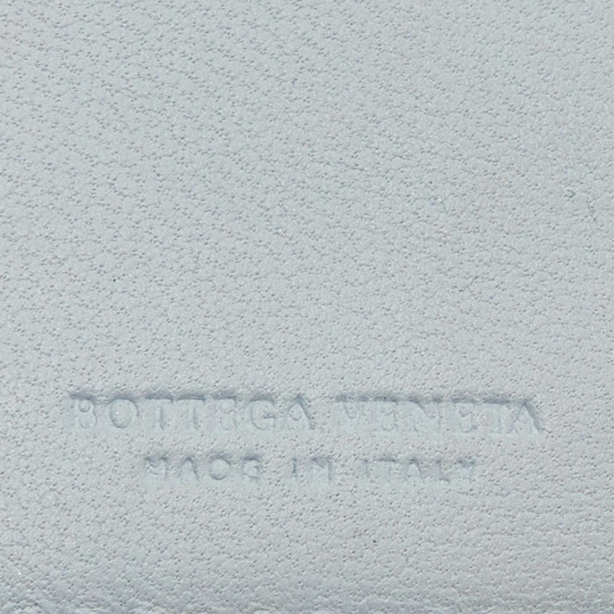 Bottega Veneta Blue Intrecciato Leather Butterfly French Wallet