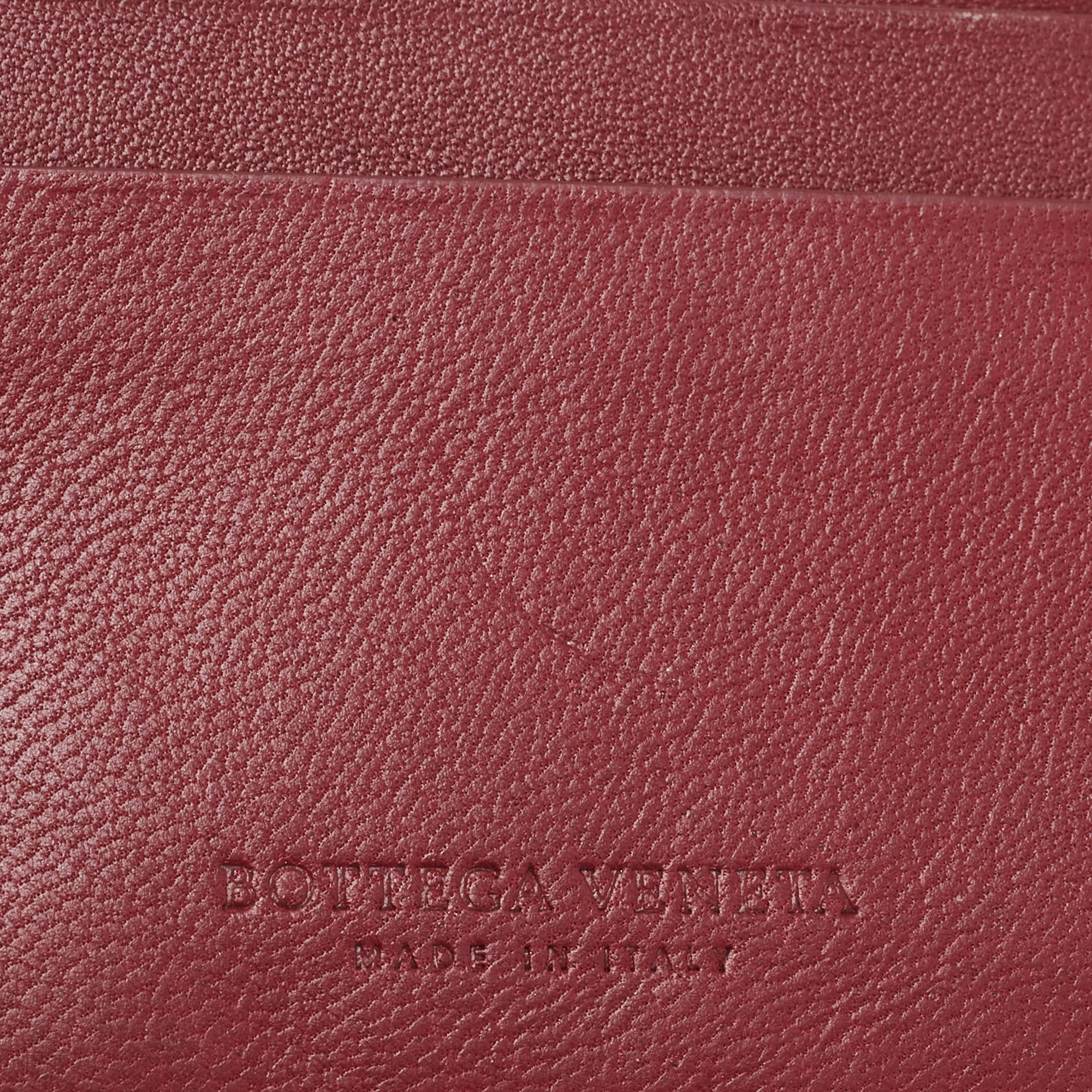 Bottega Veneta Burgundy Leather Card Holder
