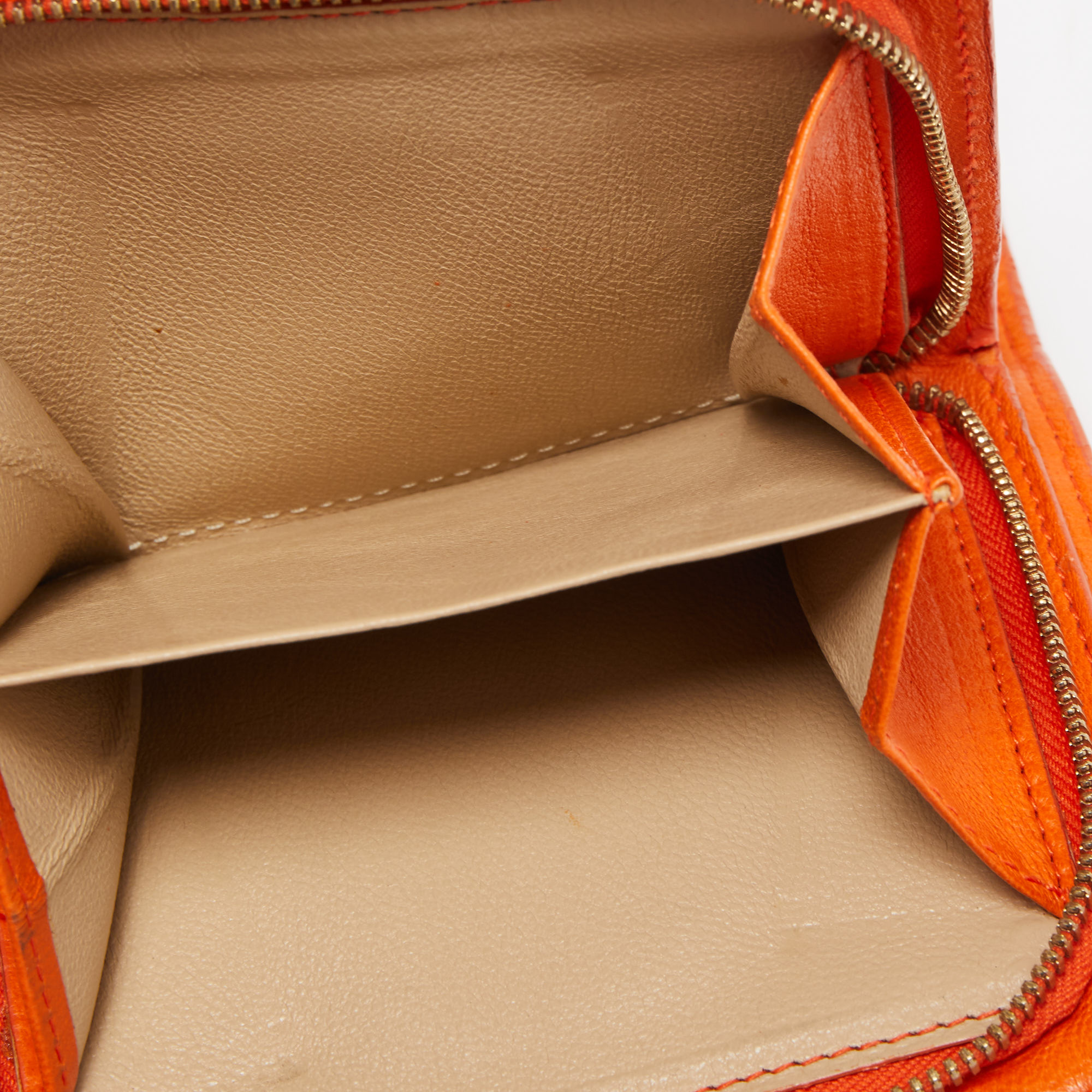Bottega Veneta Orange Intrecciato Leather Bifold Zip Wallet