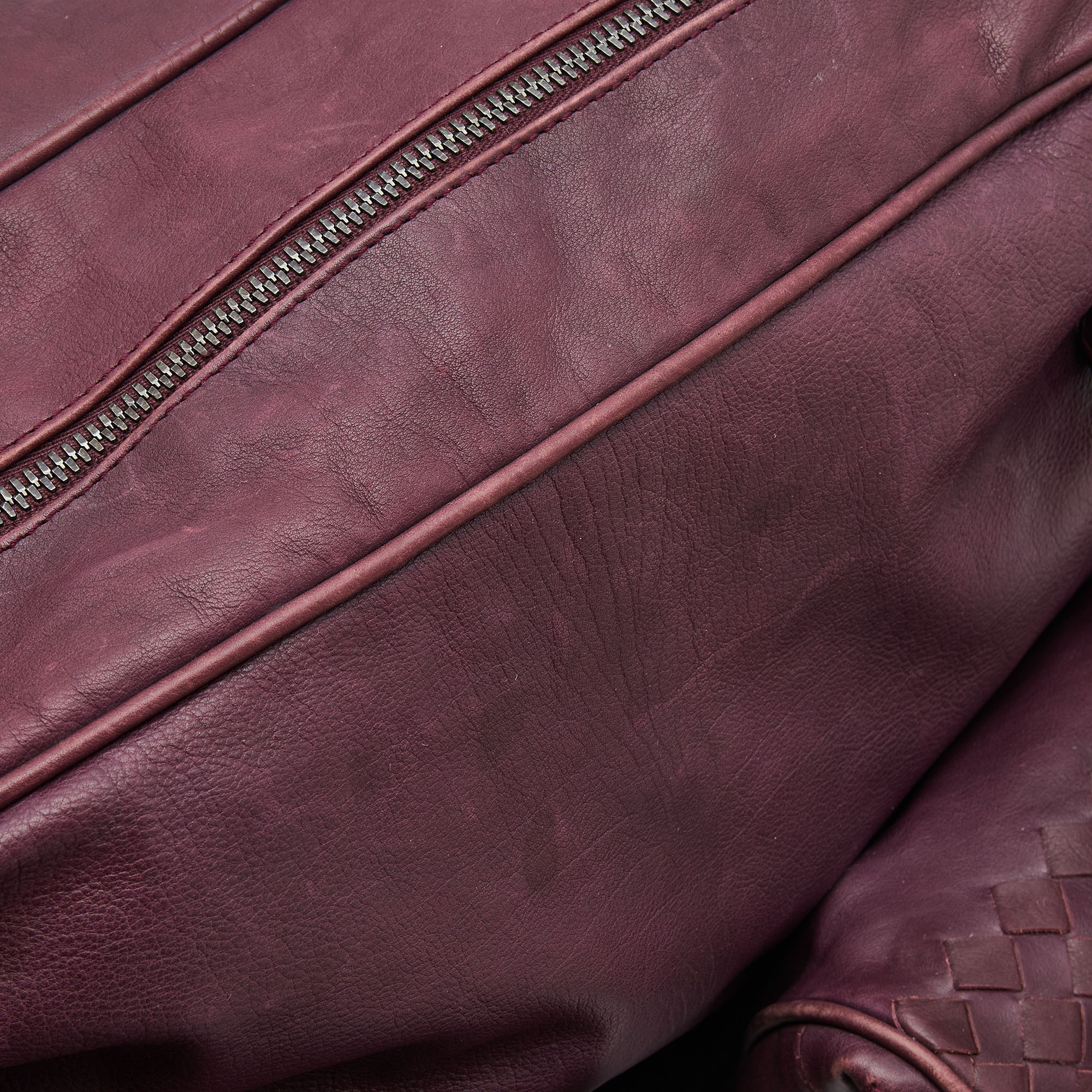 Bottega Veneta Purple Intrecciato Leather Front Pocket Satchel