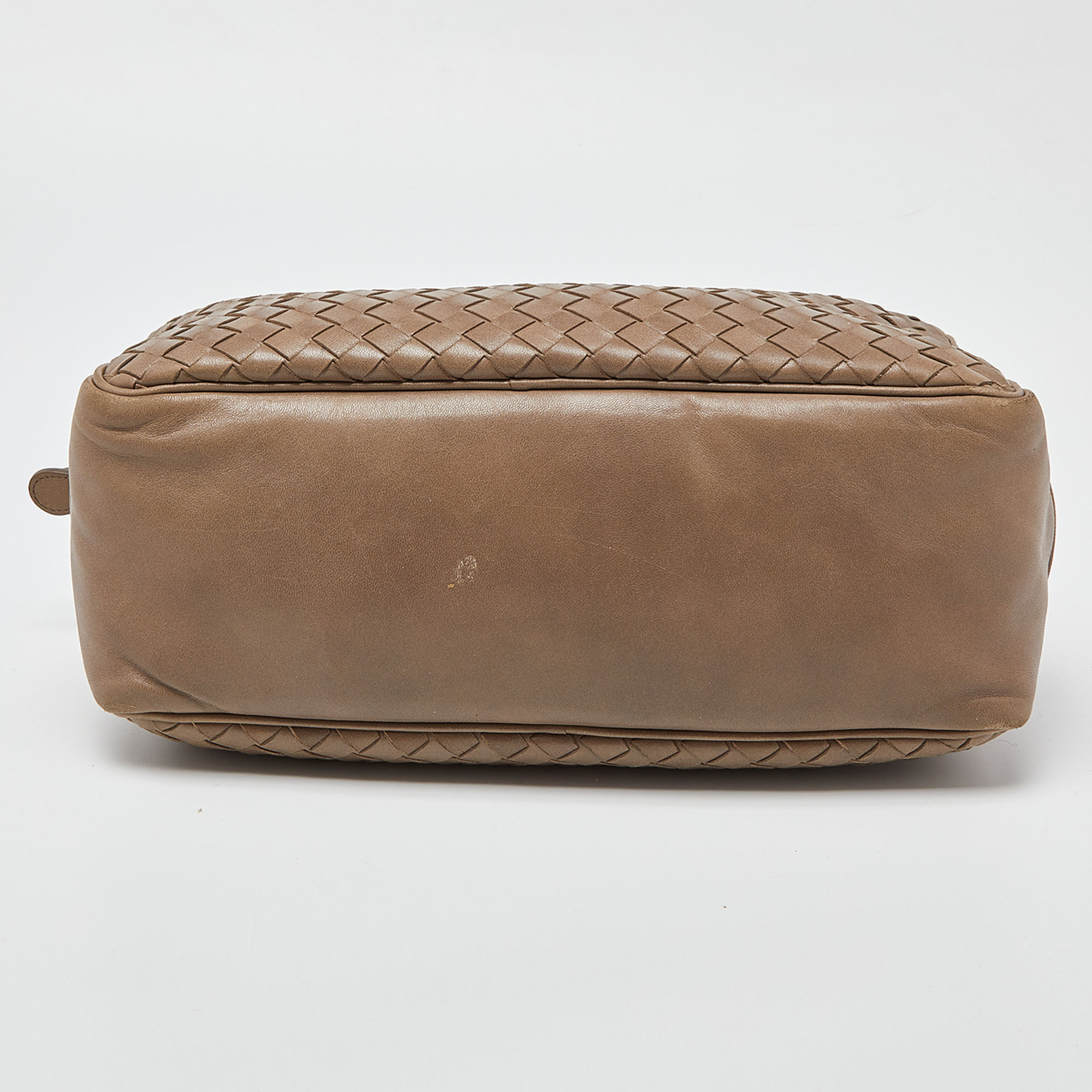 Bottega Veneta Beige Intrecciato Leather Boston Bag