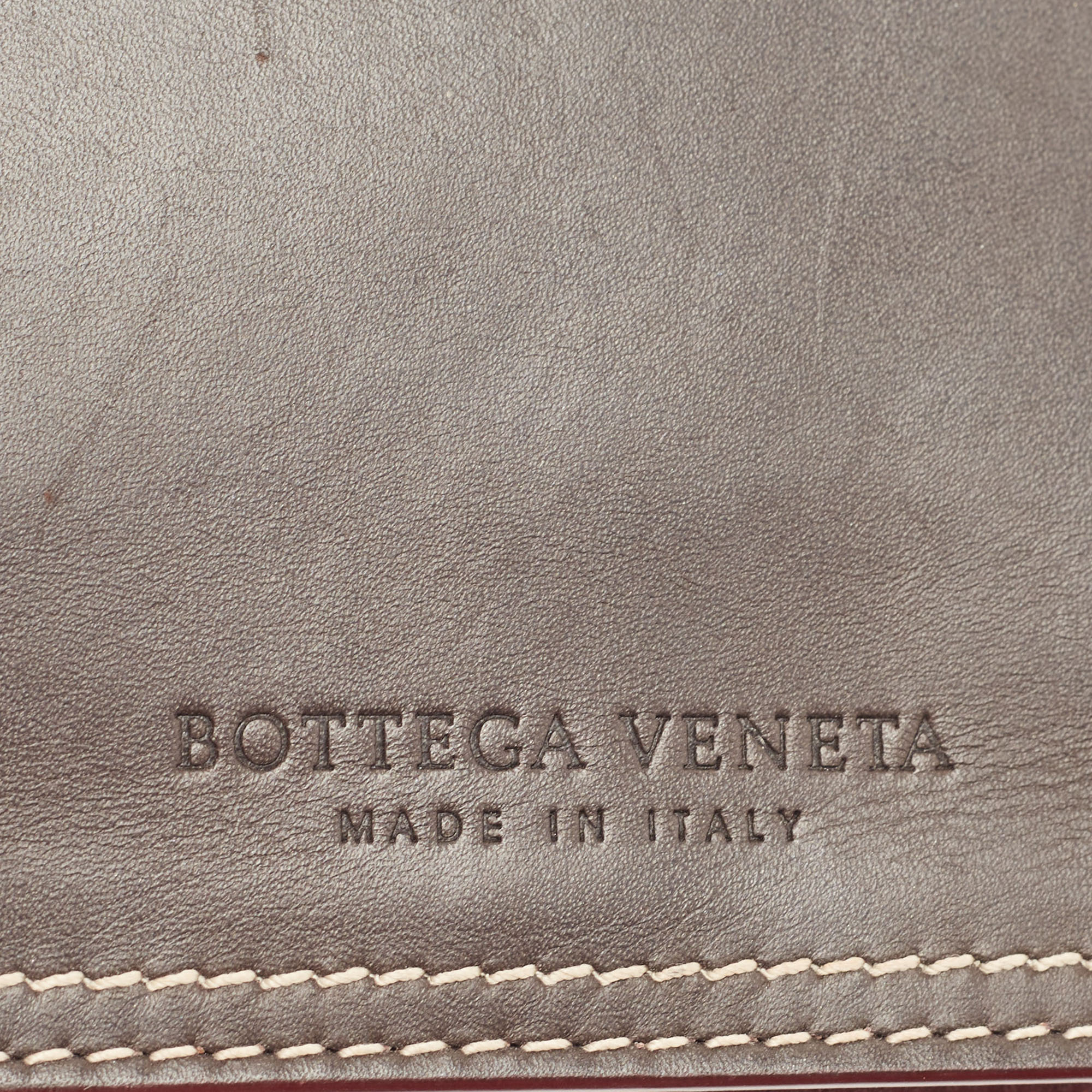 Bottega Veneta Grey/Brown Leather Snap Bifold Wallet