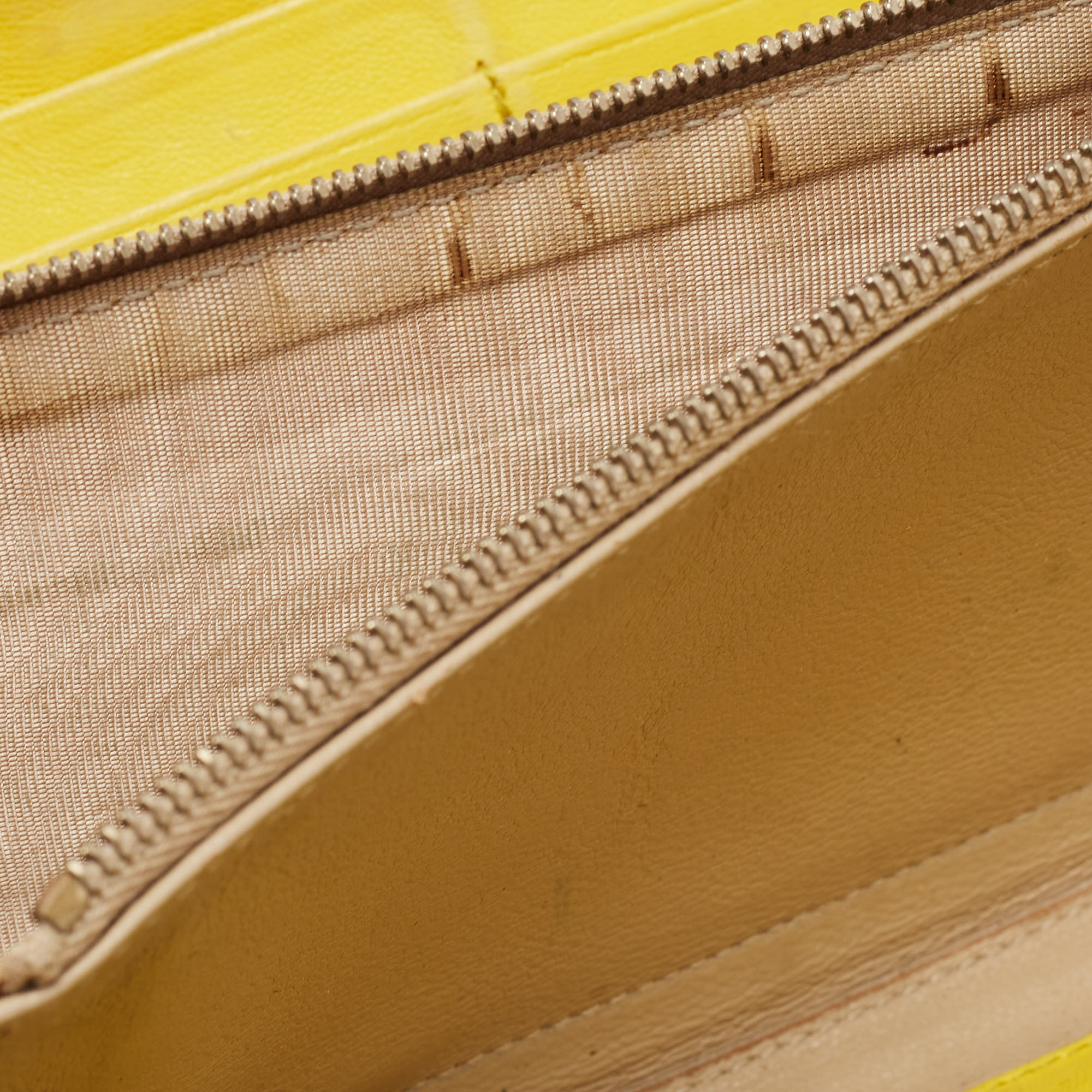 Bottega Veneta Yellow Intrecciato Leather Zip Around Continental Wallet