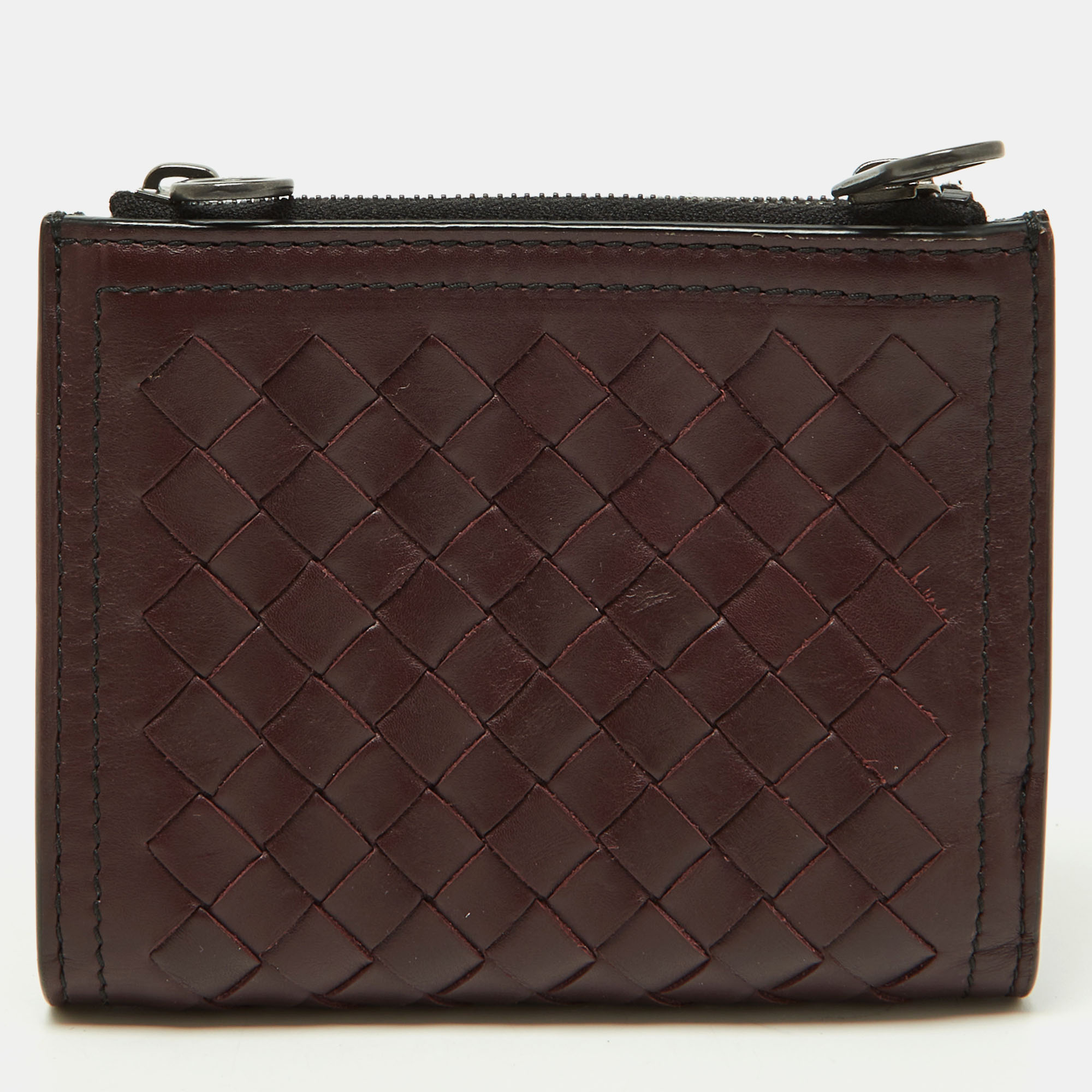 Bottega Veneta Burgundy Intrecciato Leather Bifold Wallet
