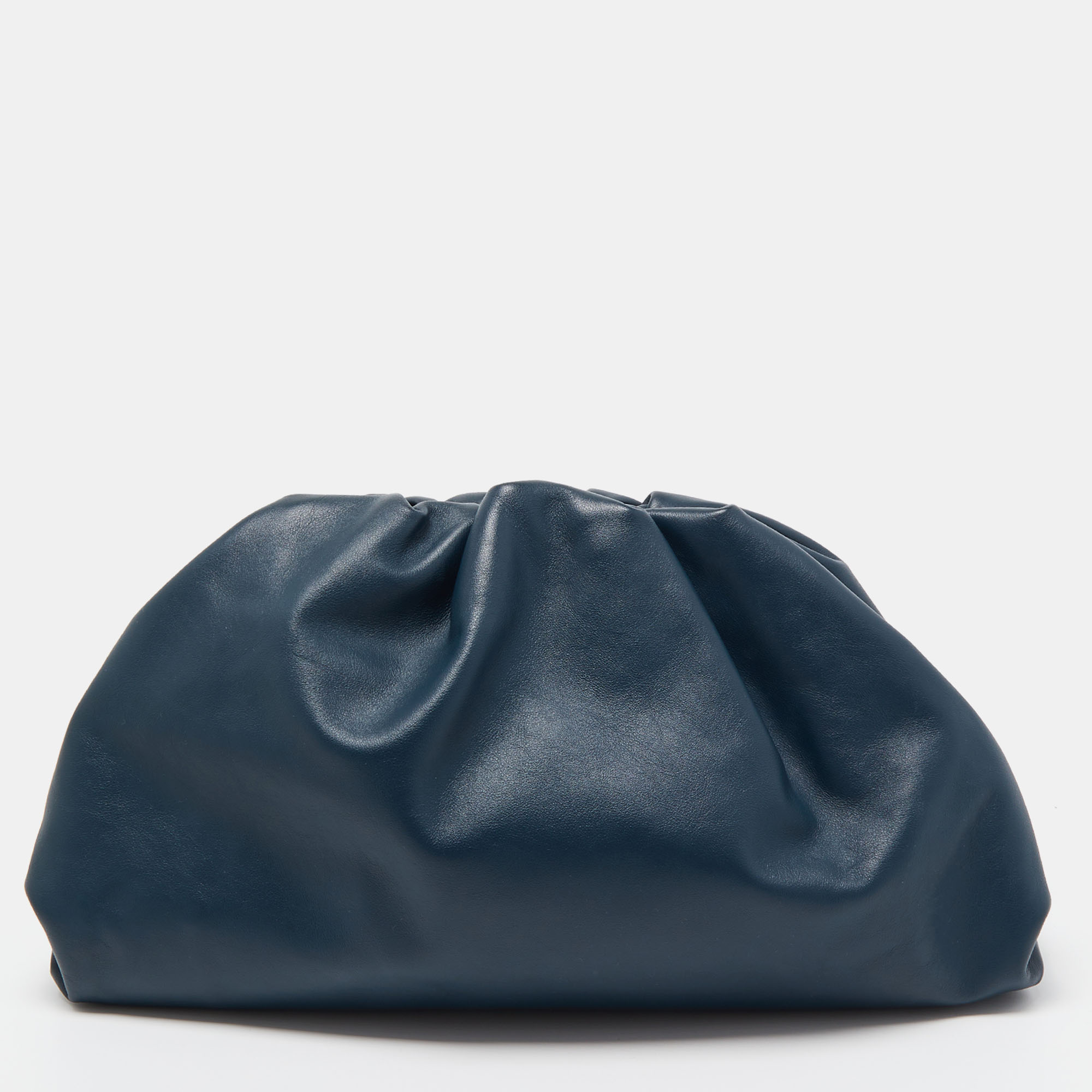 Bottega Veneta Navy Blue Leather Classic Pouch