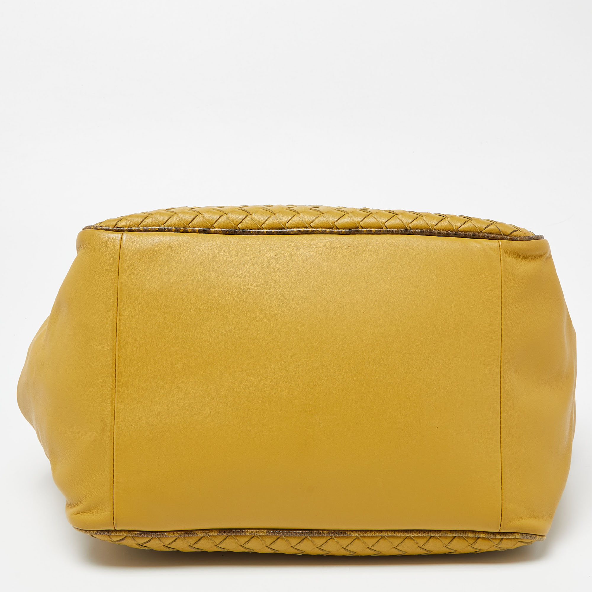 Bottega Veneta Yellow/Black Intrecciato Leather Front Pocket Tote
