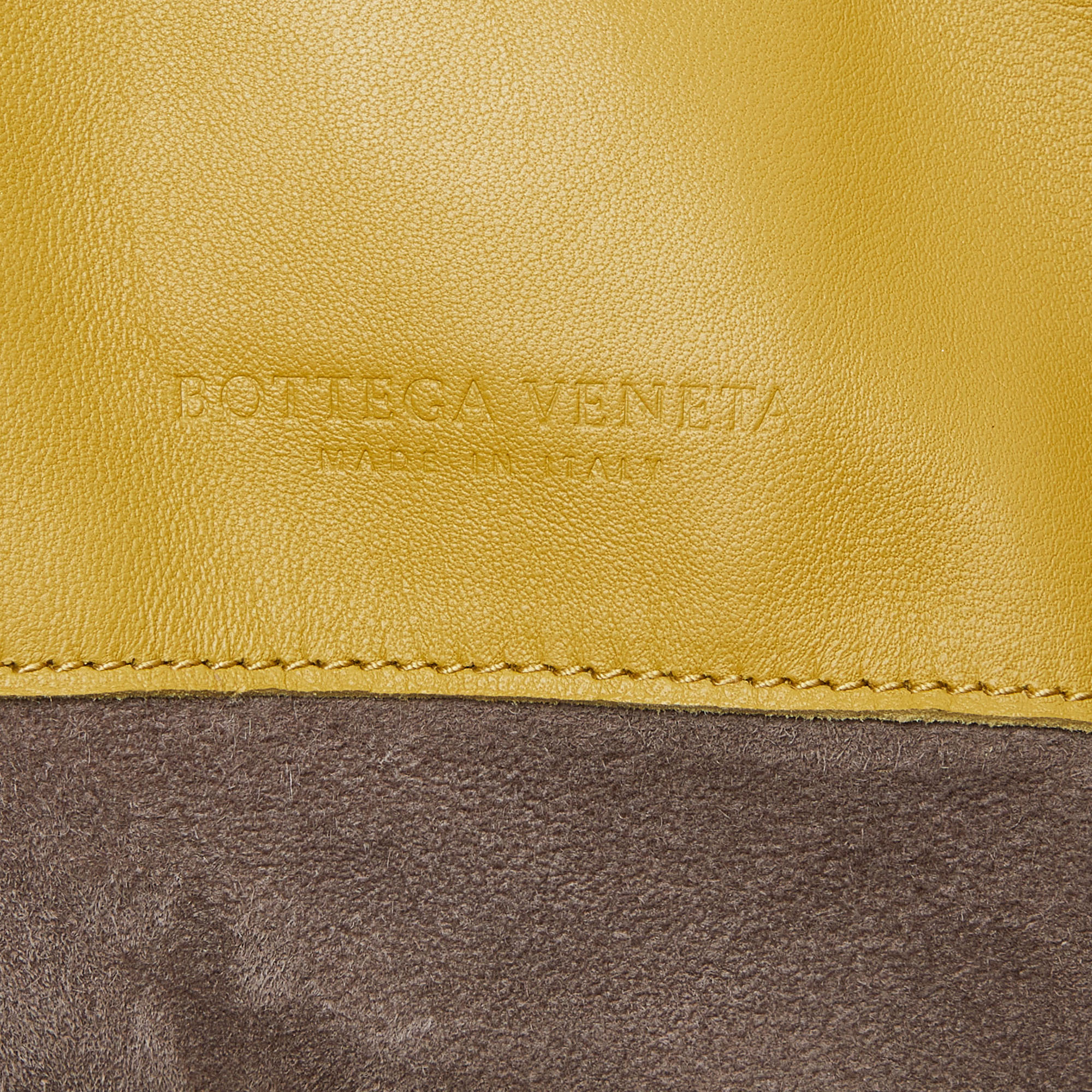 Bottega Veneta Yellow/Black Intrecciato Leather Front Pocket Tote