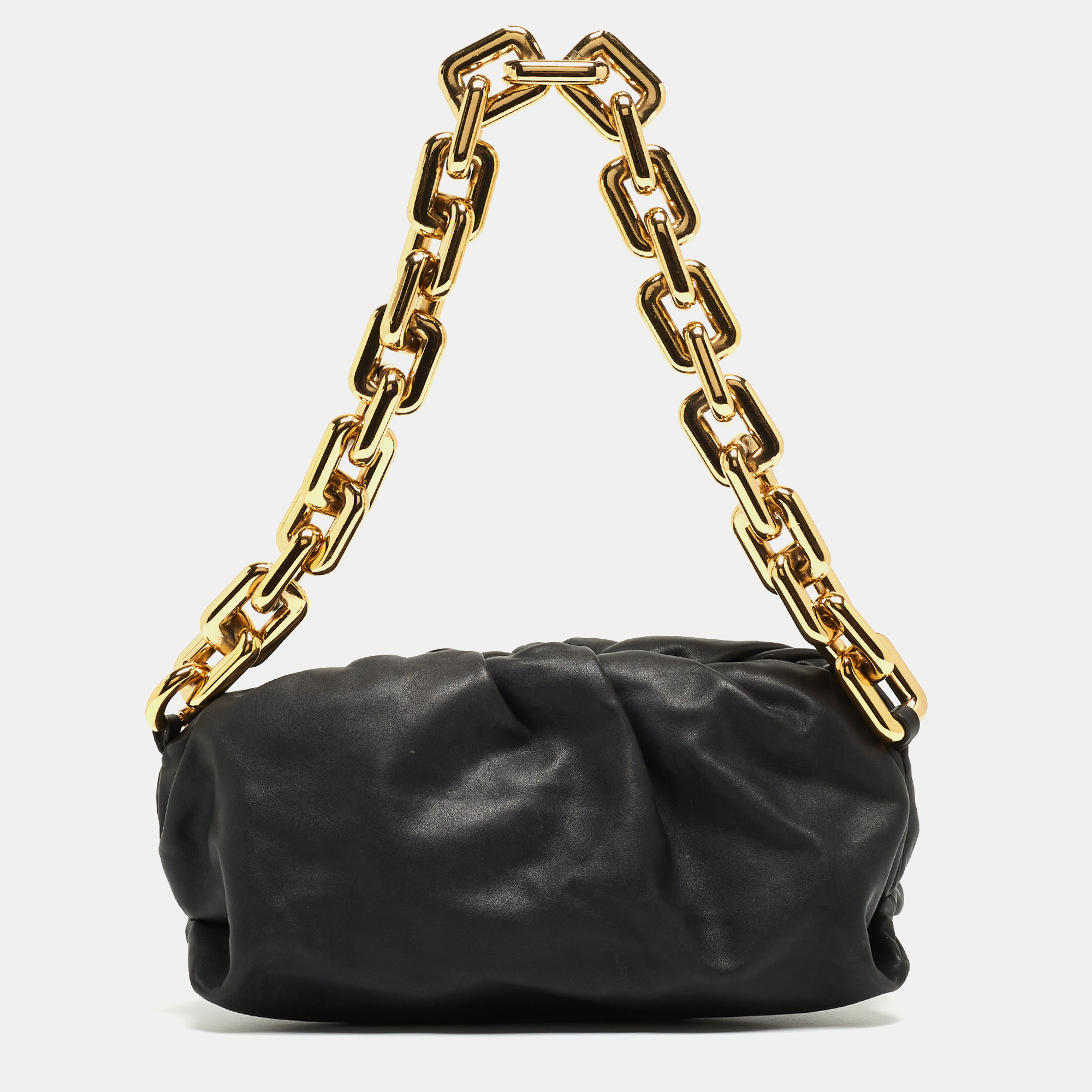 Bottega Veneta Black Leather Chain Pouch Shoulder Bag