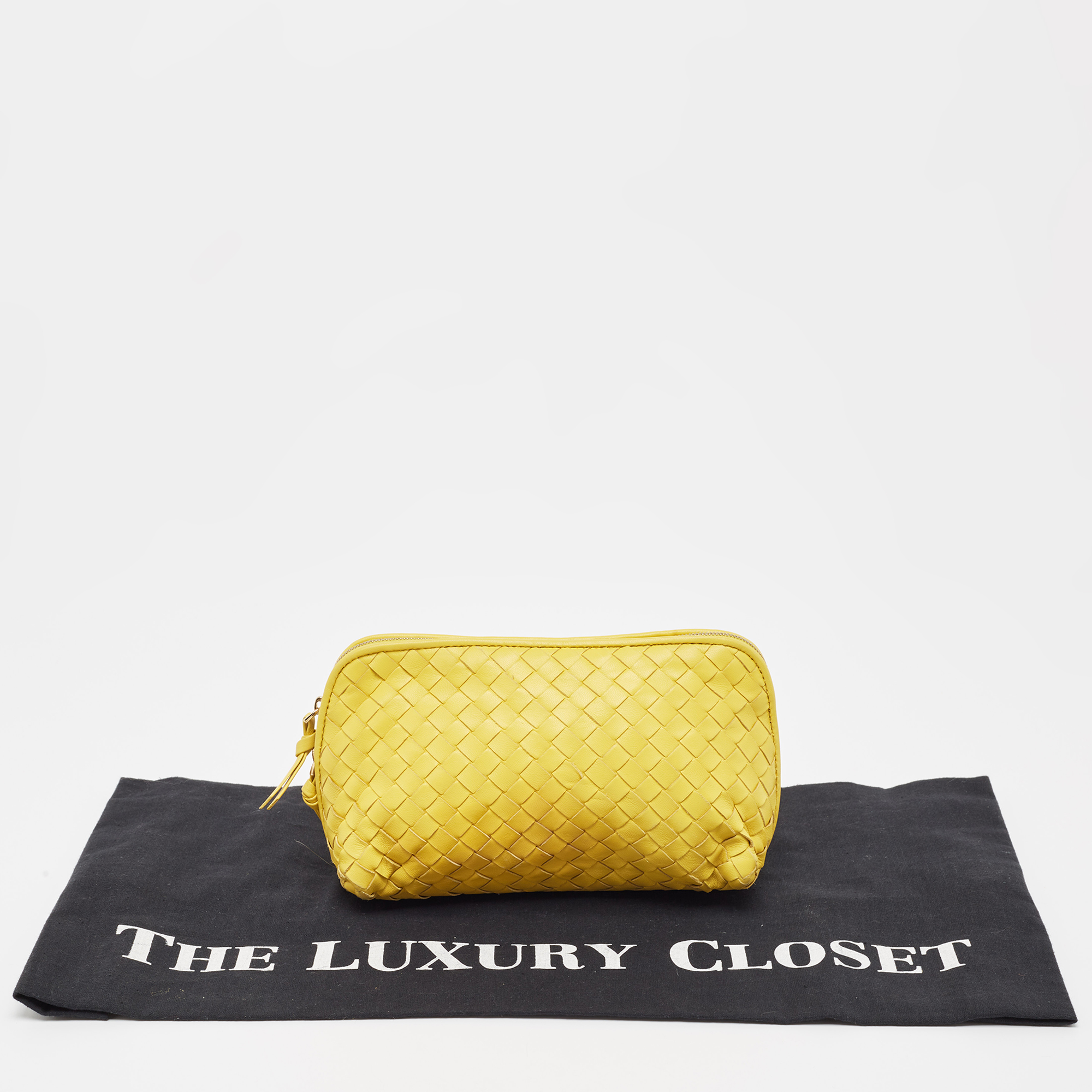 Bottega Veneta Yellow Leather Zip Pouch