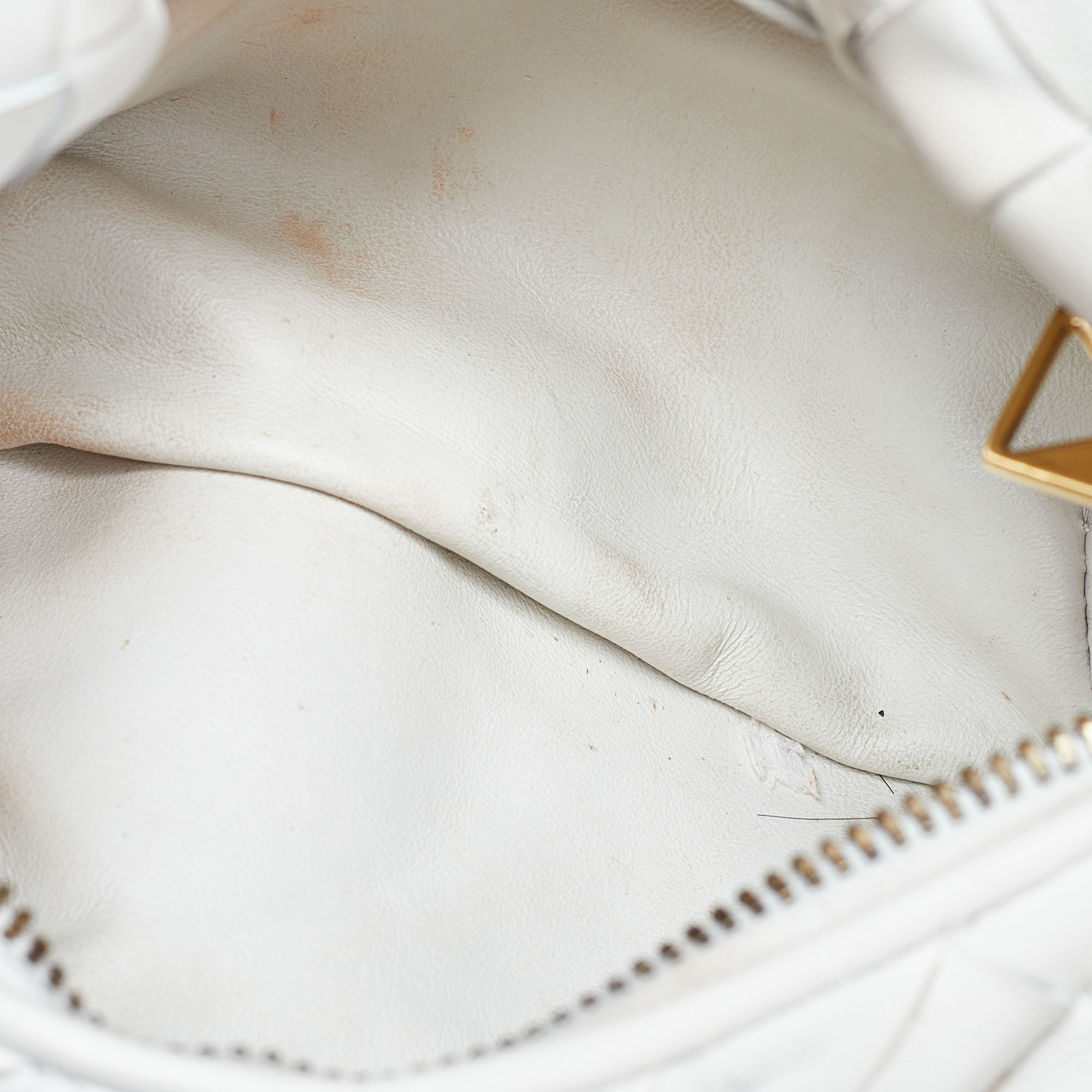 Bottega Veneta White Intrecciato Leather Mini BV Jodie Bag