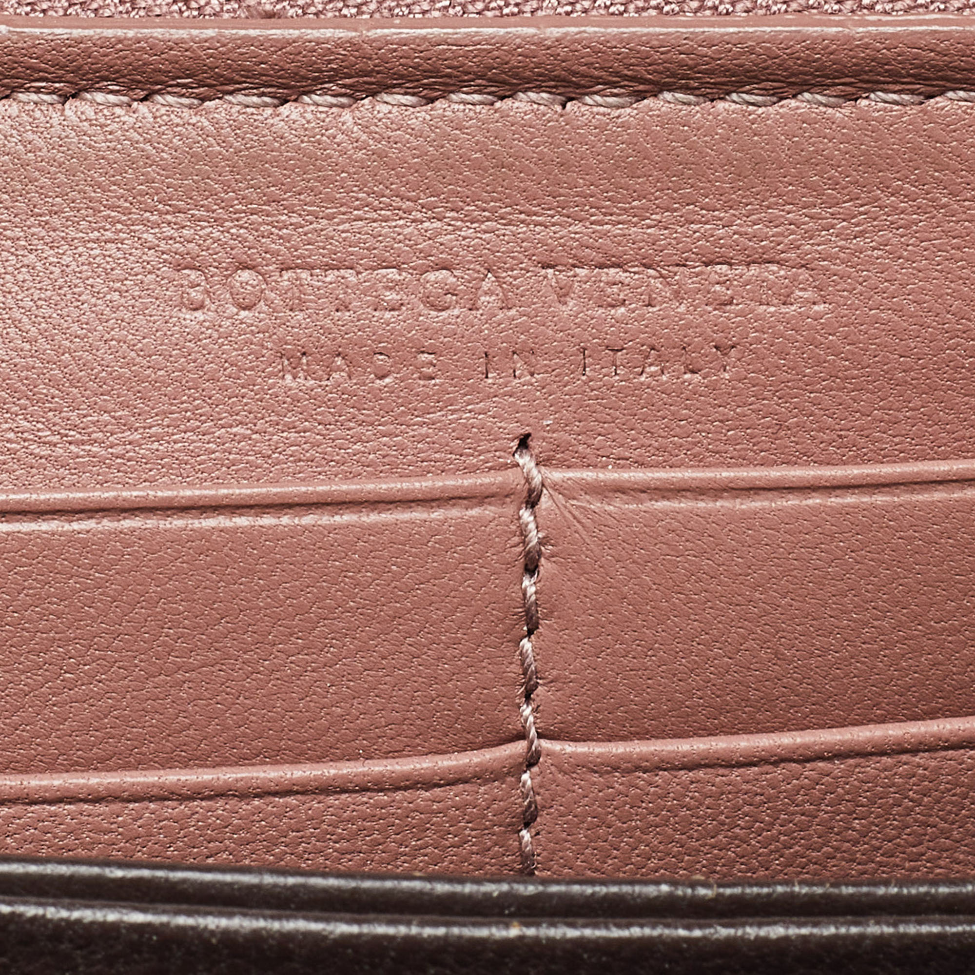 Bottega Veneta Old Rose Intrecciato Leather Zip Around Wallet