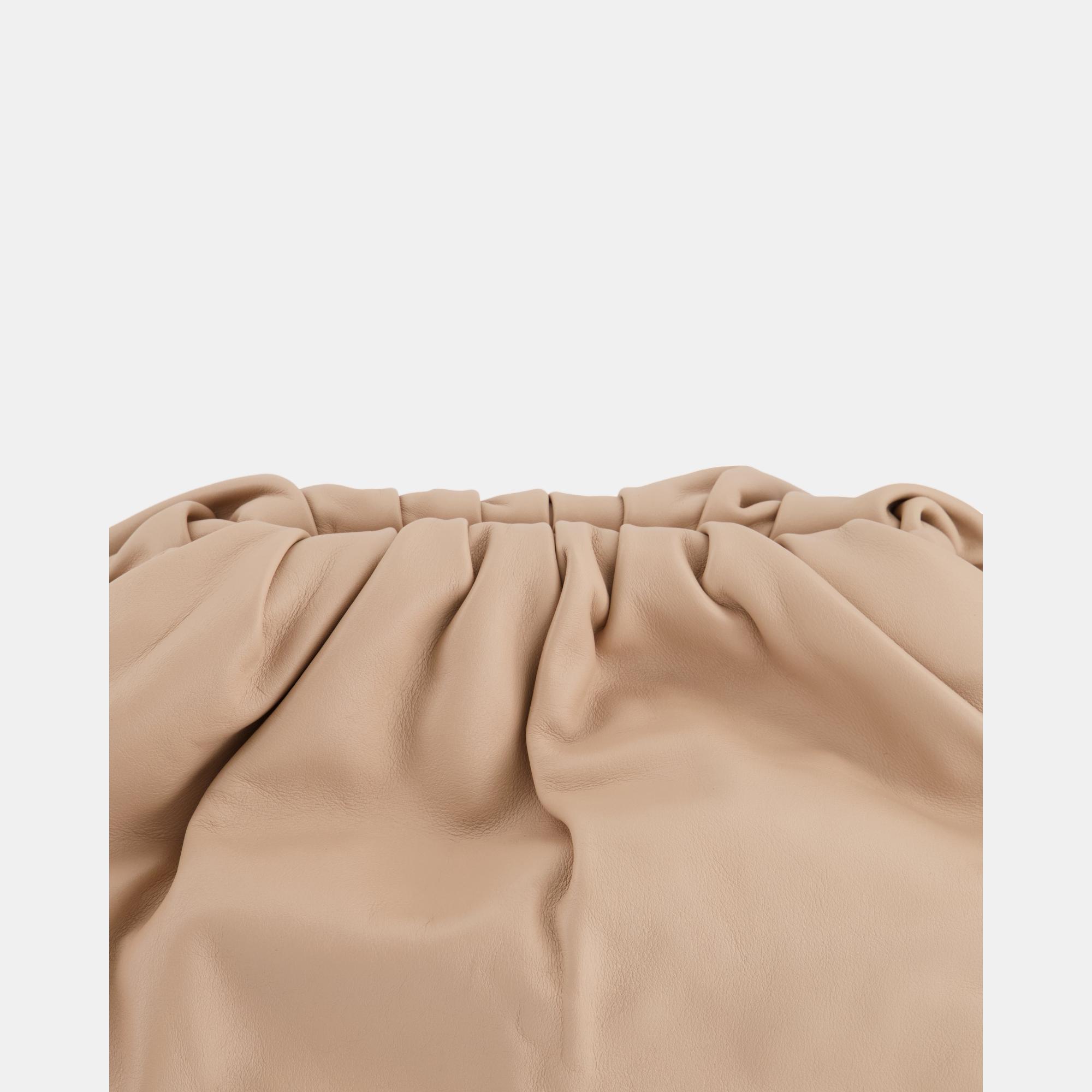 Bottega Veneta Nude Calfskin Leather Large Pouch Bag