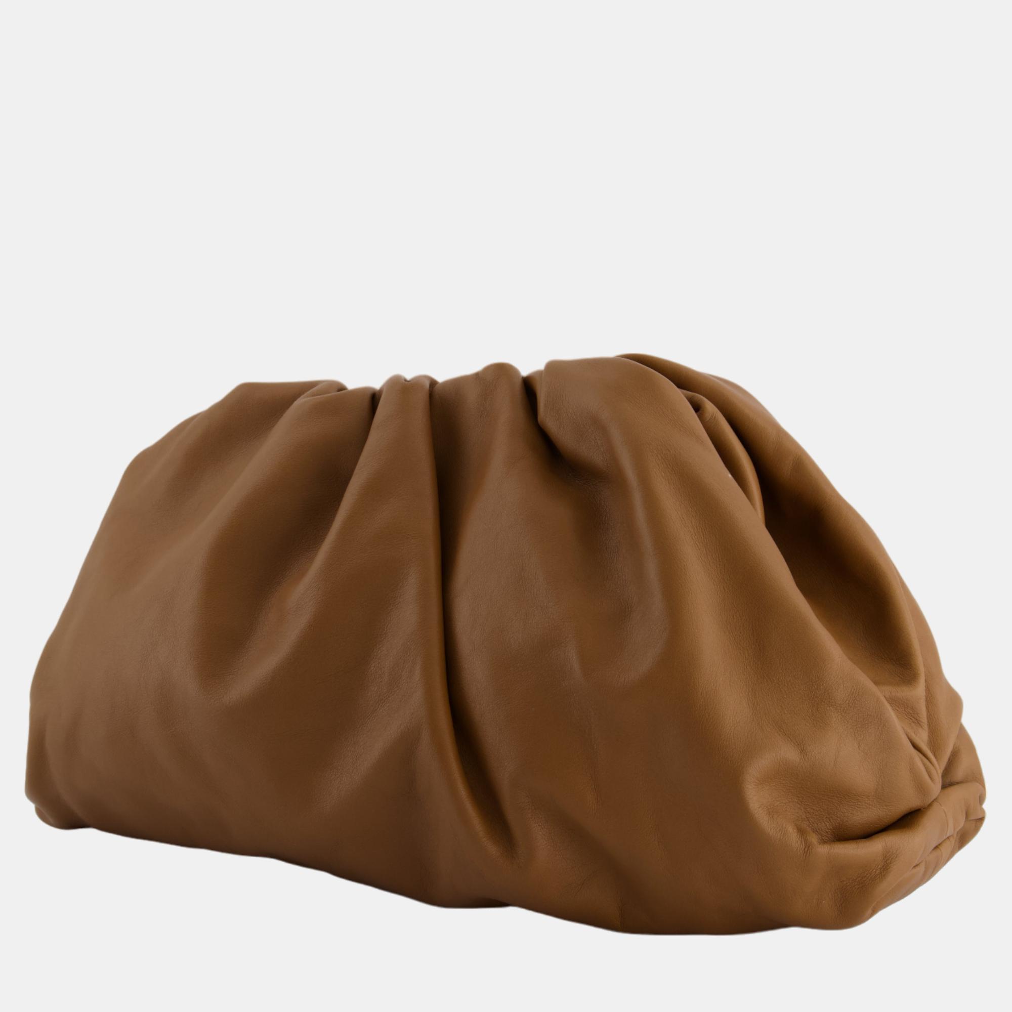 Bottega Veneta Brown Calfskin Leather Large Pouch Bag