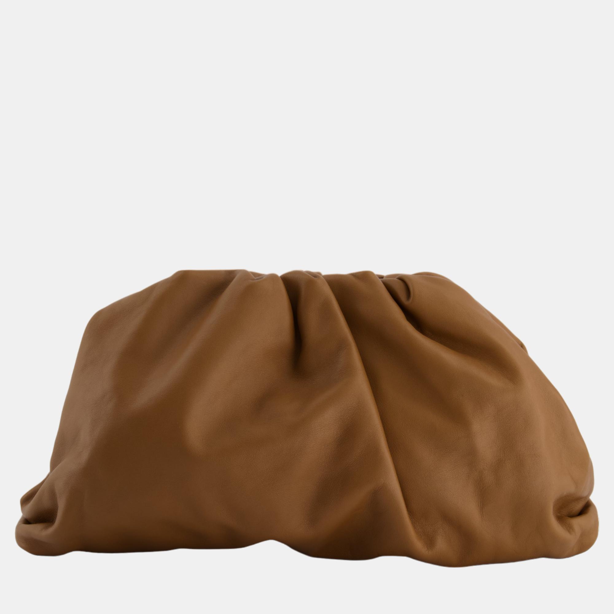 Bottega Veneta Brown Calfskin Leather Large Pouch Bag