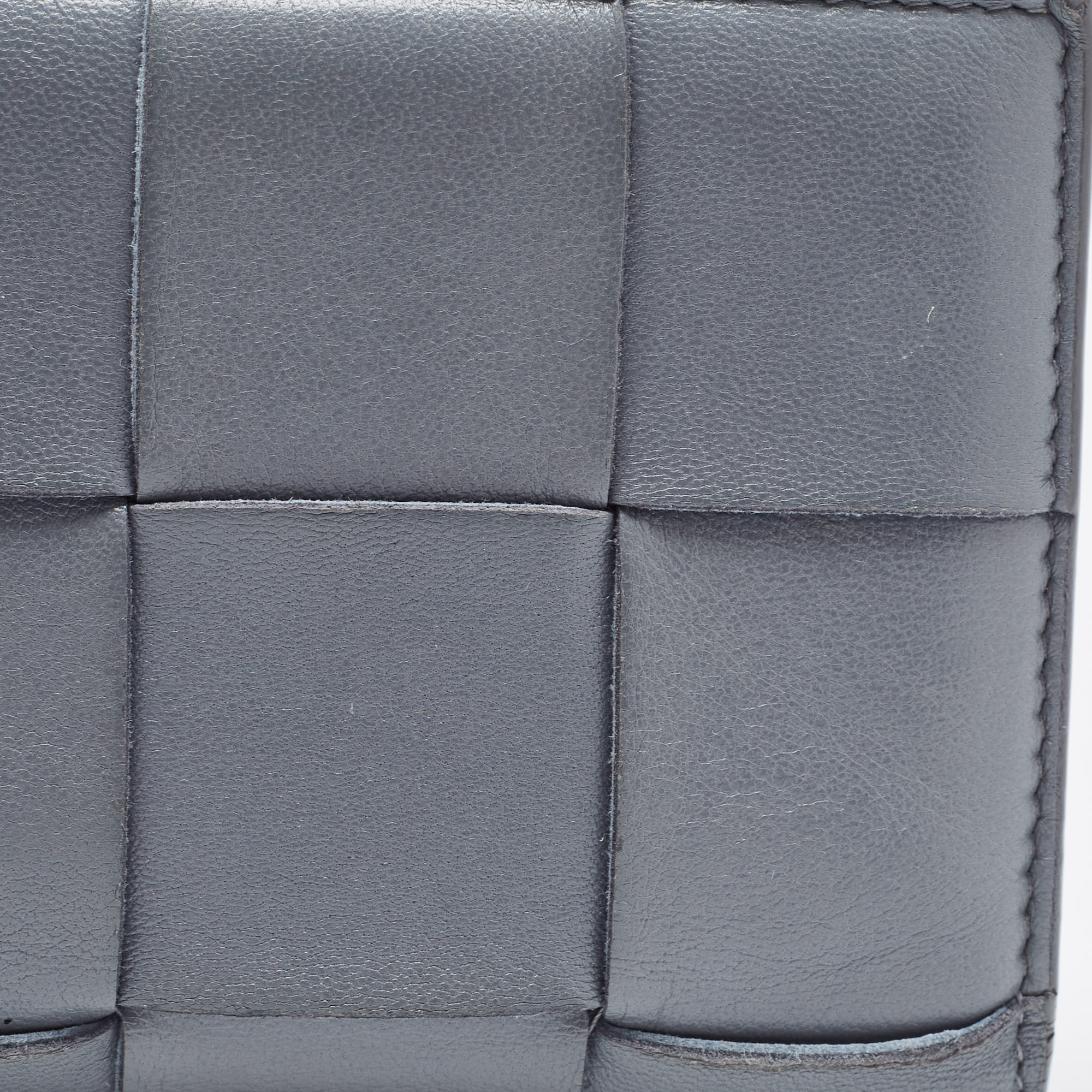 Bottega Veneta Grey Intrecciato Leather Bifold Zip Wallet