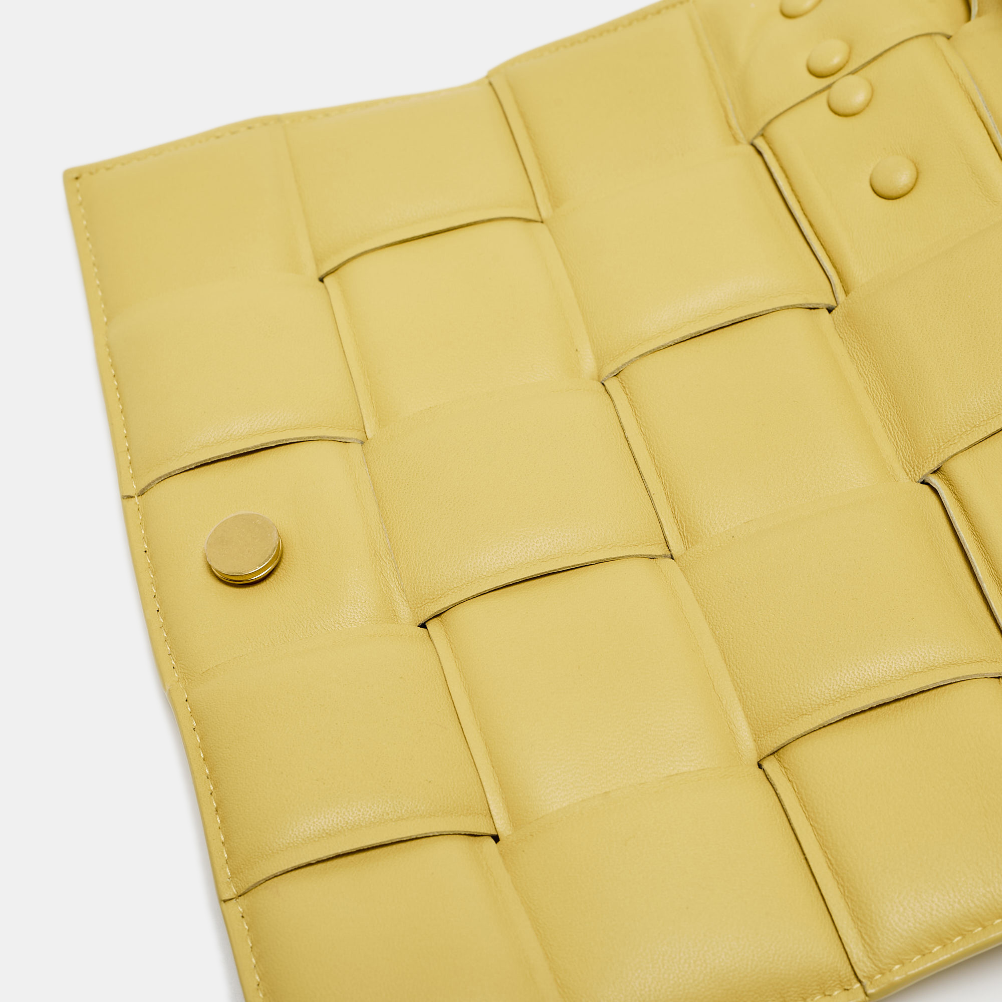 Bottega Veneta Yellow Padded Leather Chain Cassette Shoulder Bag