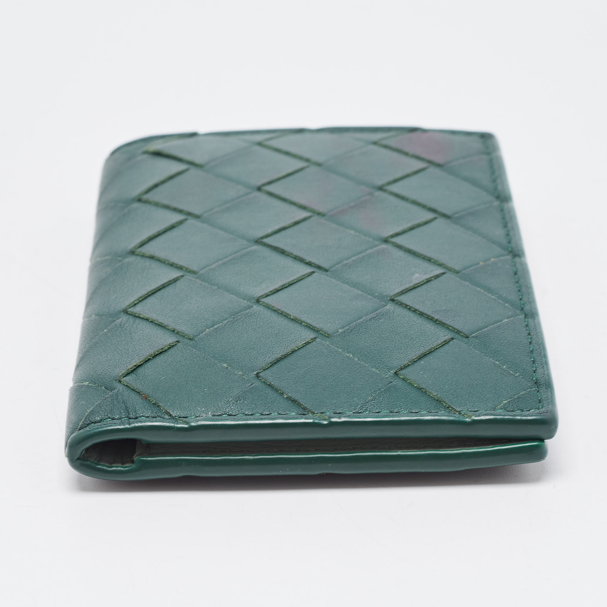 Bottega Veneta Green Intrecciato Leather Card Holder