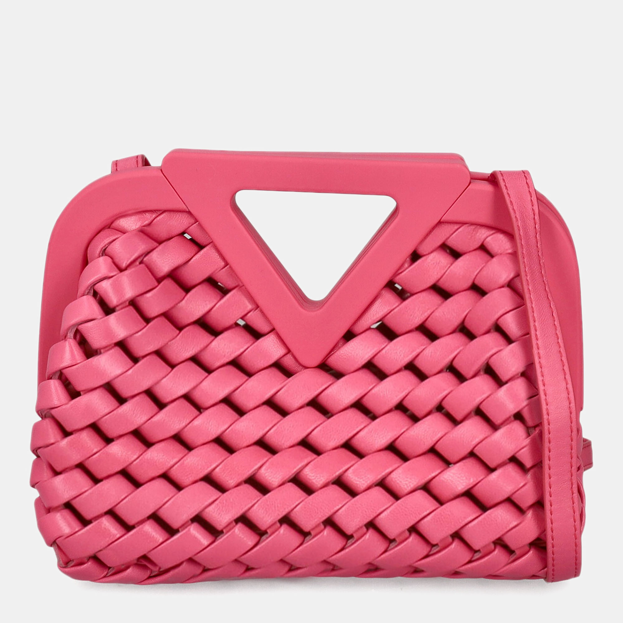 Bottega Veneta Point -  Women's Leather Cross Body Bag - Pink - One Size