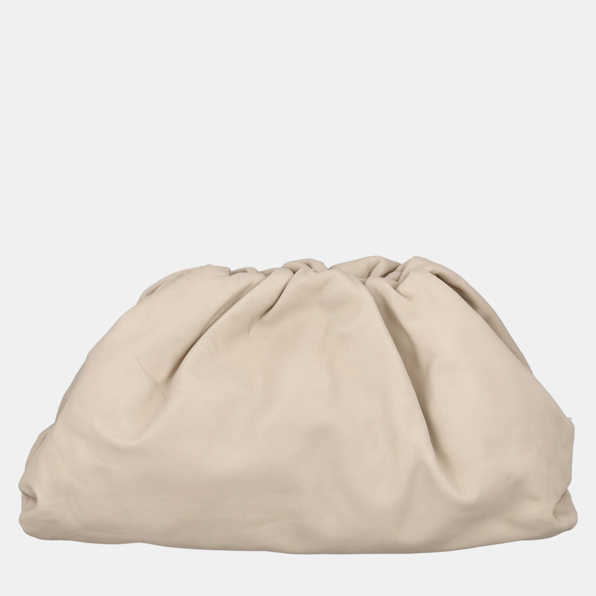 Bottega Veneta  Women's Leather Clutch Bag - Beige - One Size