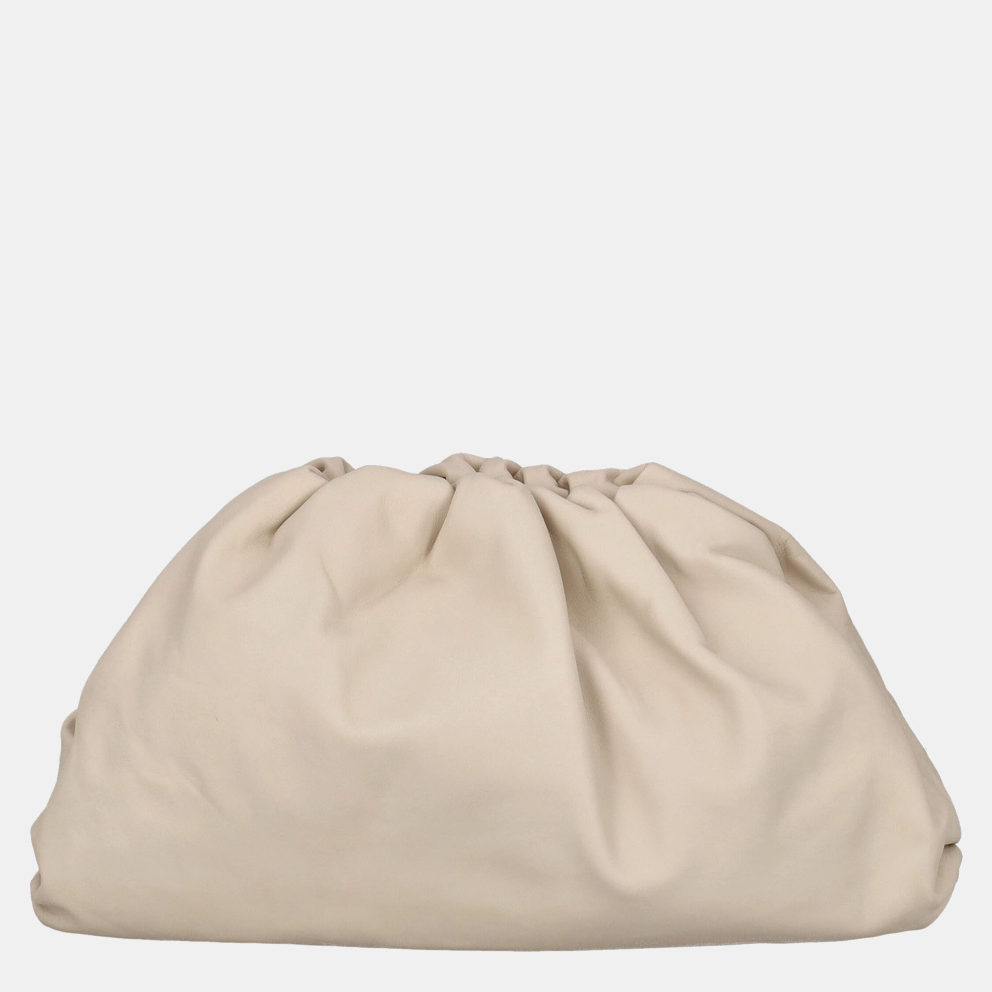 Bottega Veneta  Women's Leather Clutch Bag - Beige - One Size