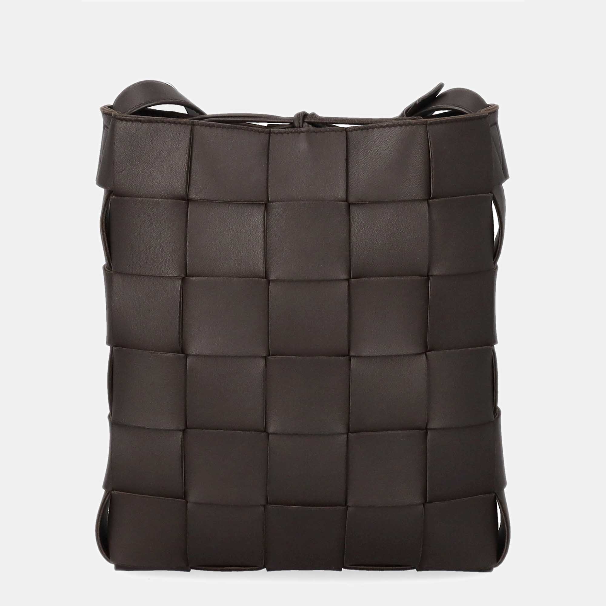 Bottega Veneta  Women's Leather Cross Body Bag - Brown - One Size