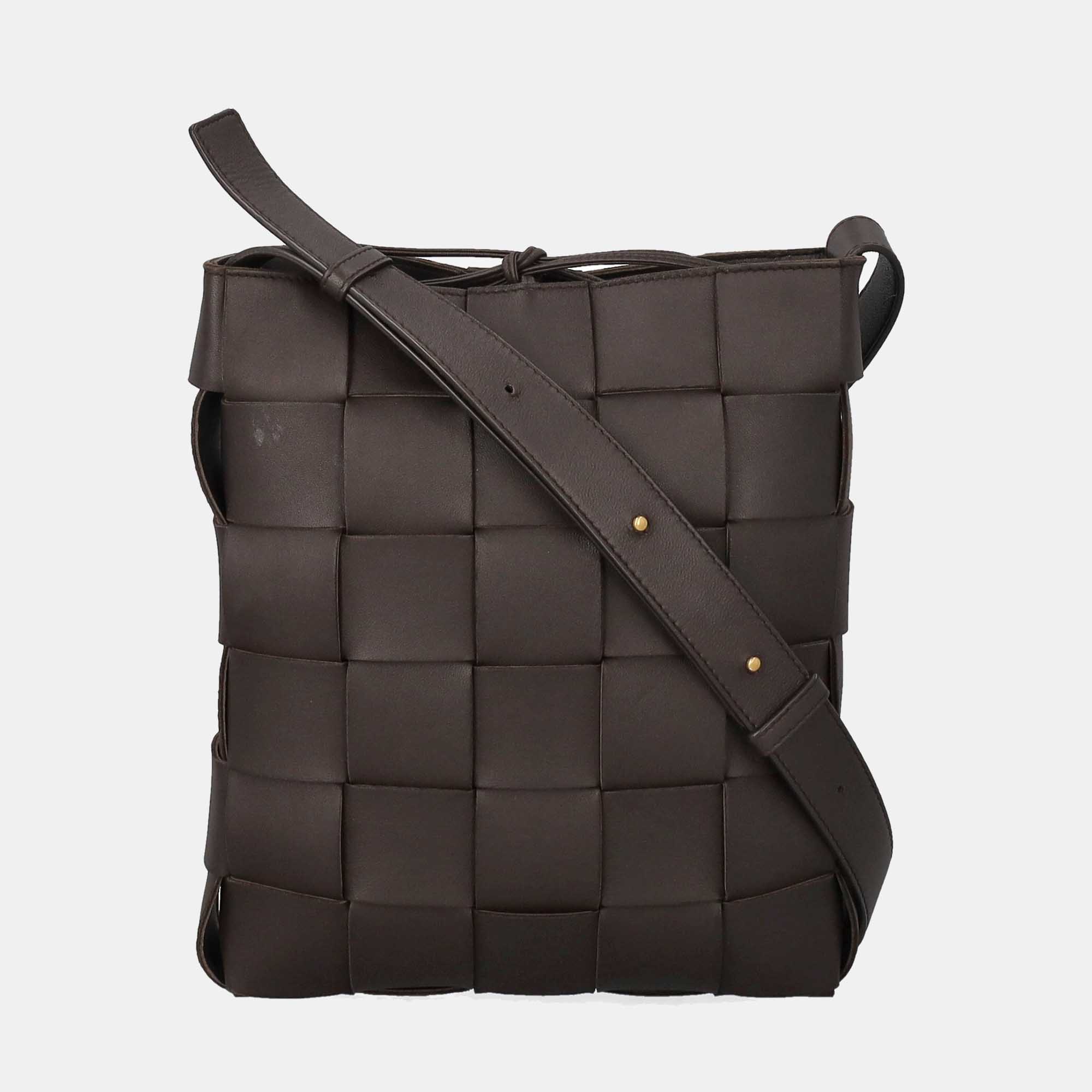 Bottega Veneta  Women's Leather Cross Body Bag - Brown - One Size