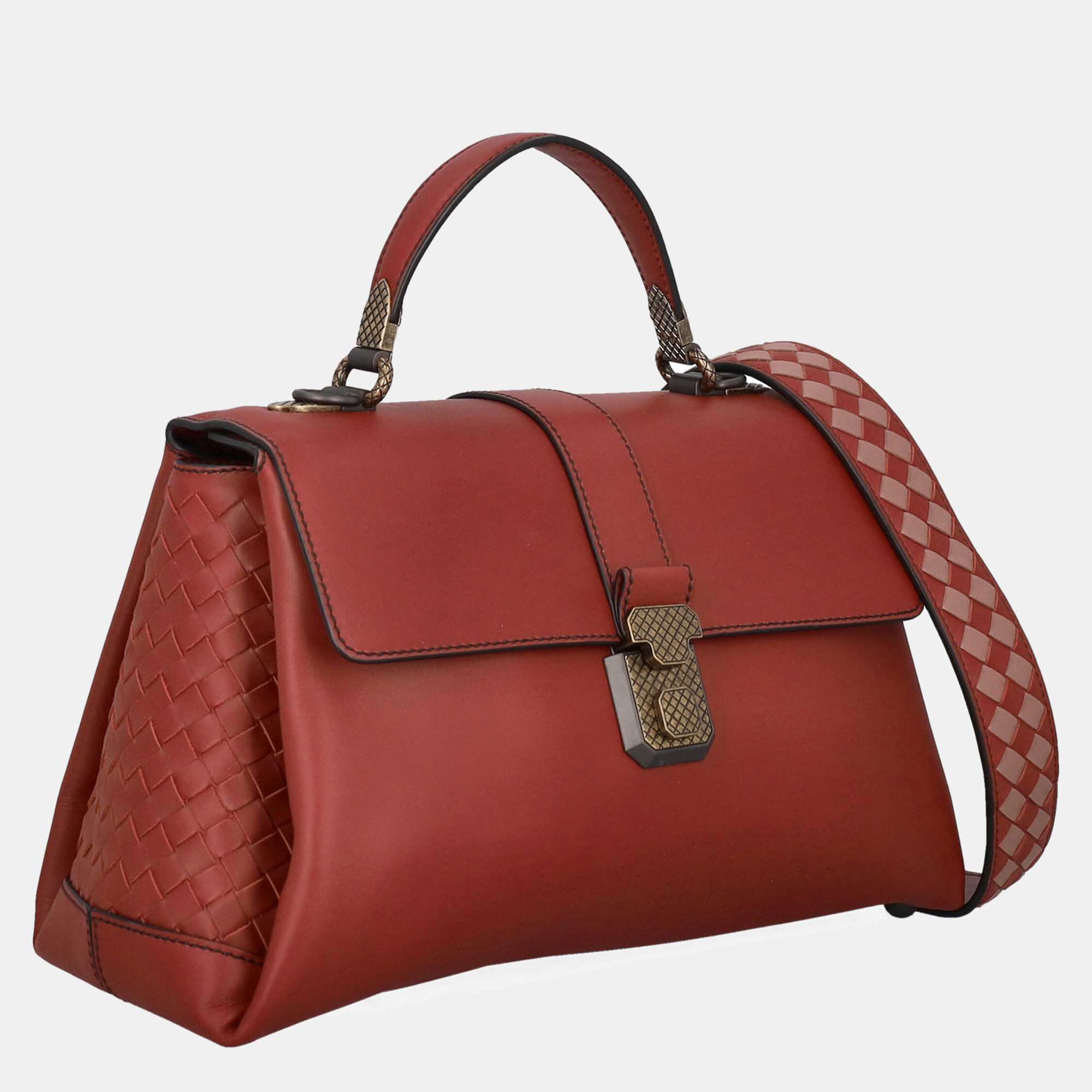Bottega Veneta  Women's Leather Handbag - Burgundy - One Size