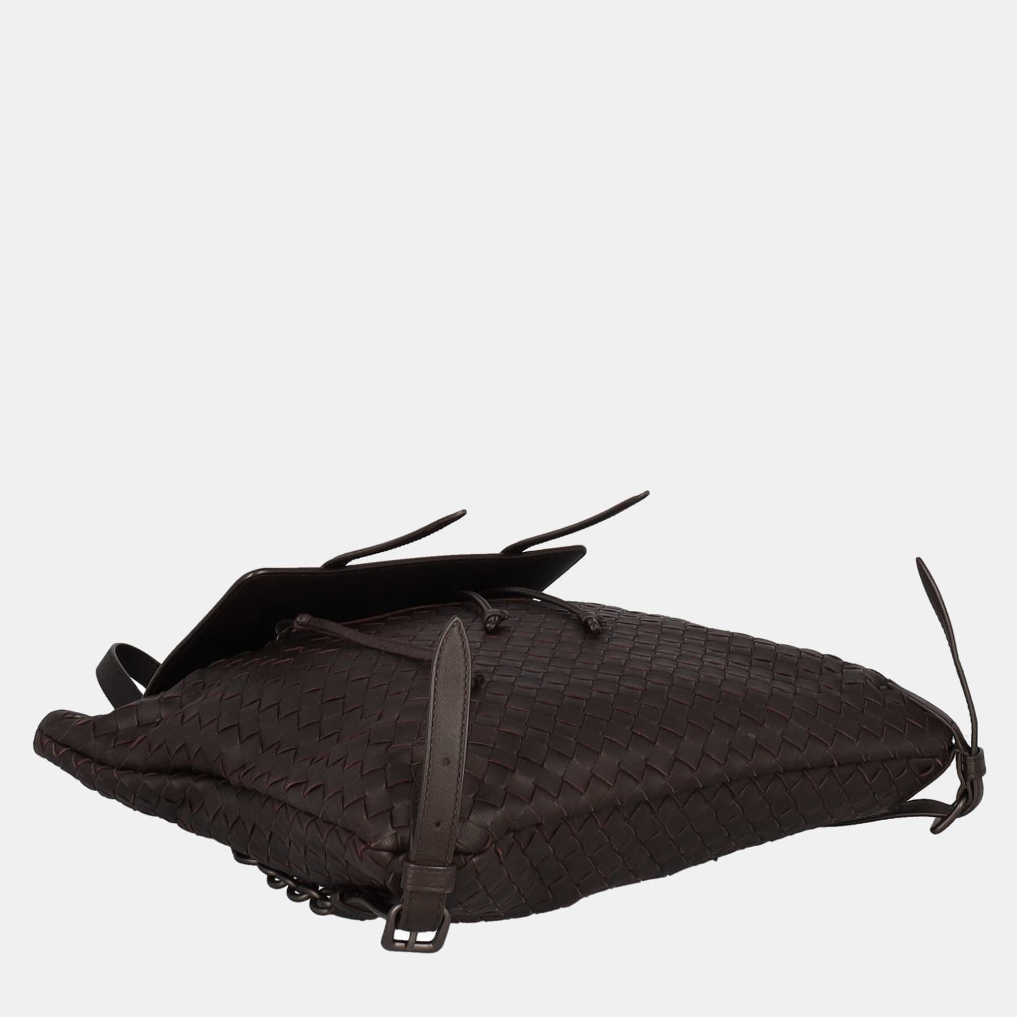 Bottega Veneta  Women's Leather Backpack - Brown - One Size
