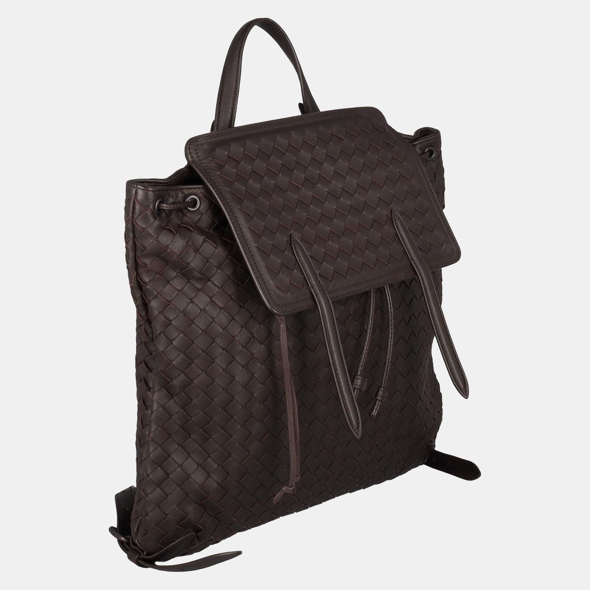 Bottega Veneta  Women's Leather Backpack - Brown - One Size